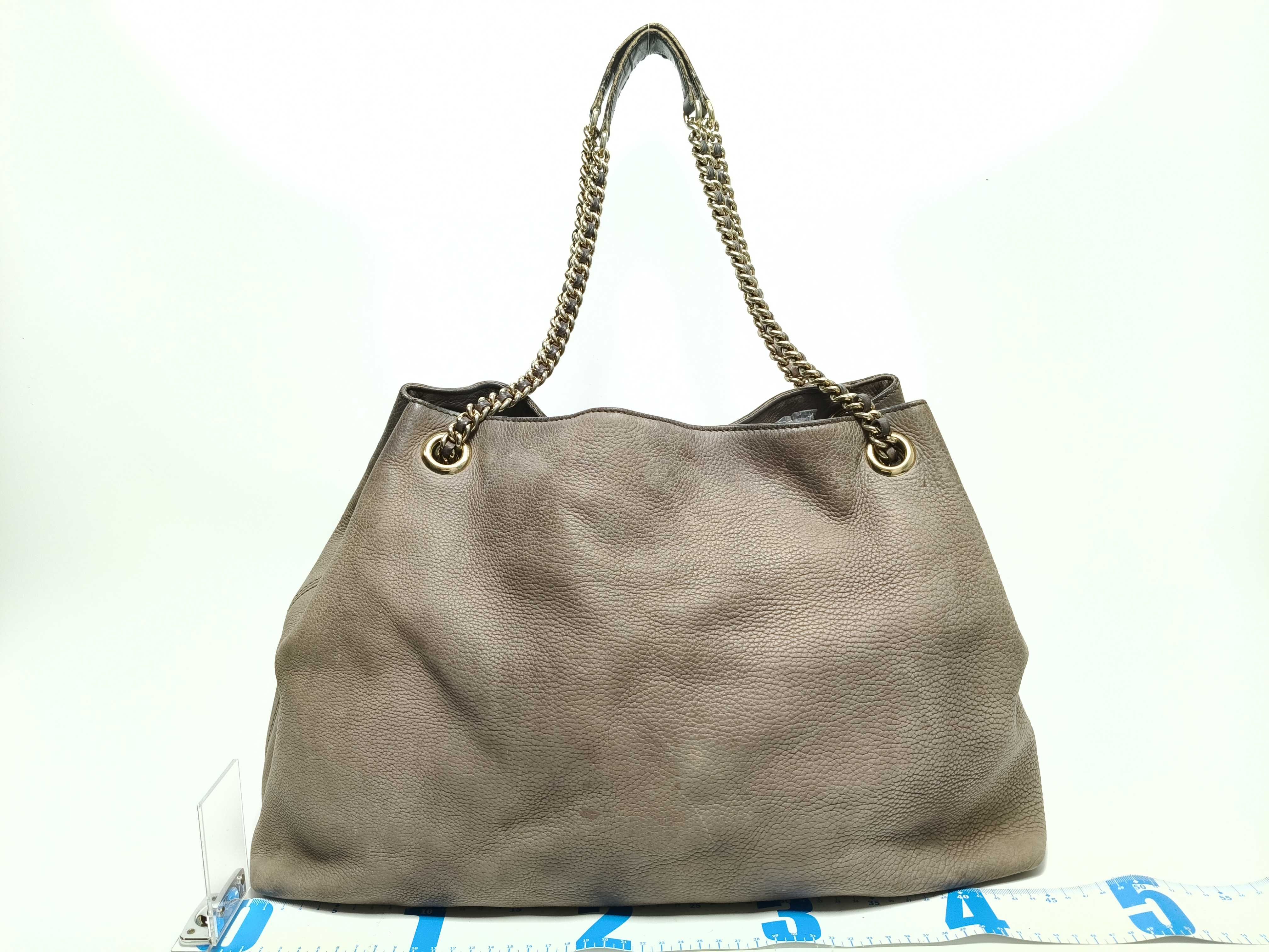 Soho Leather Chain Tote Bag, Silver, 310306 (Shoulder Bag) — view 2