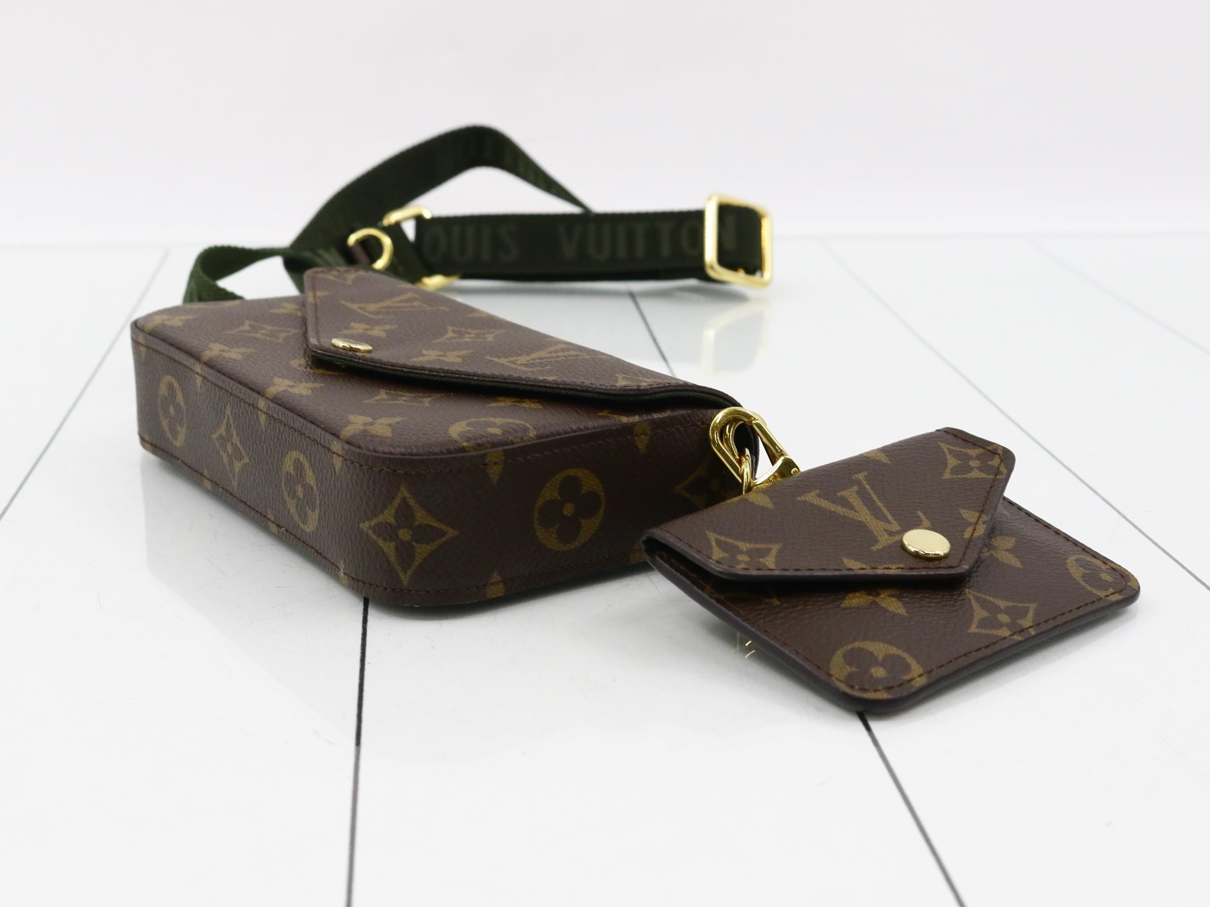 Multi Pochette Felicie Khaki Shoulder Bag with Pouch — view 6
