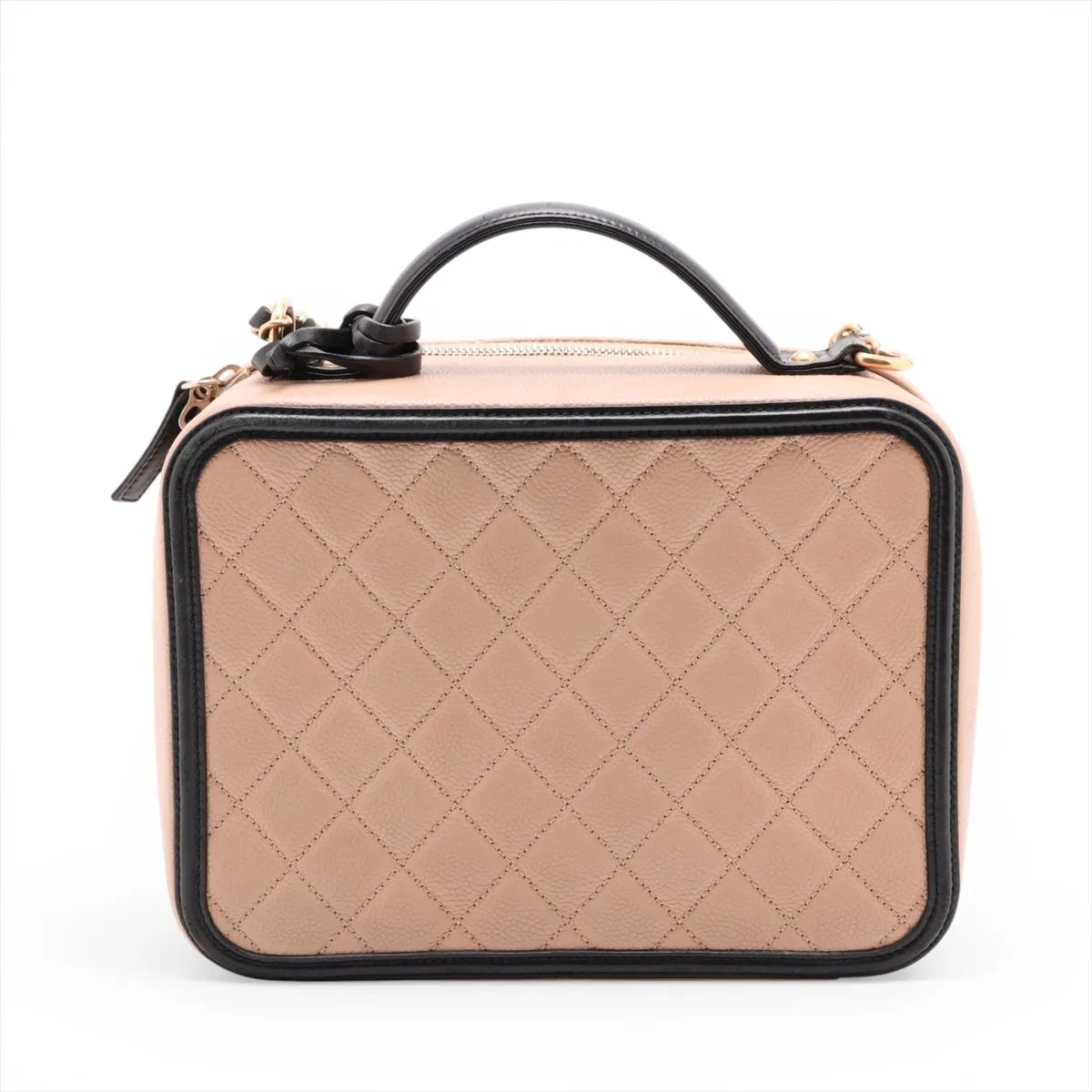 CC Filigree Caviar Skin 2-Way Shoulder Bag, Beige x Black, Gold Hardware, 23800088 (Serial Number ), with Mirror — view 2