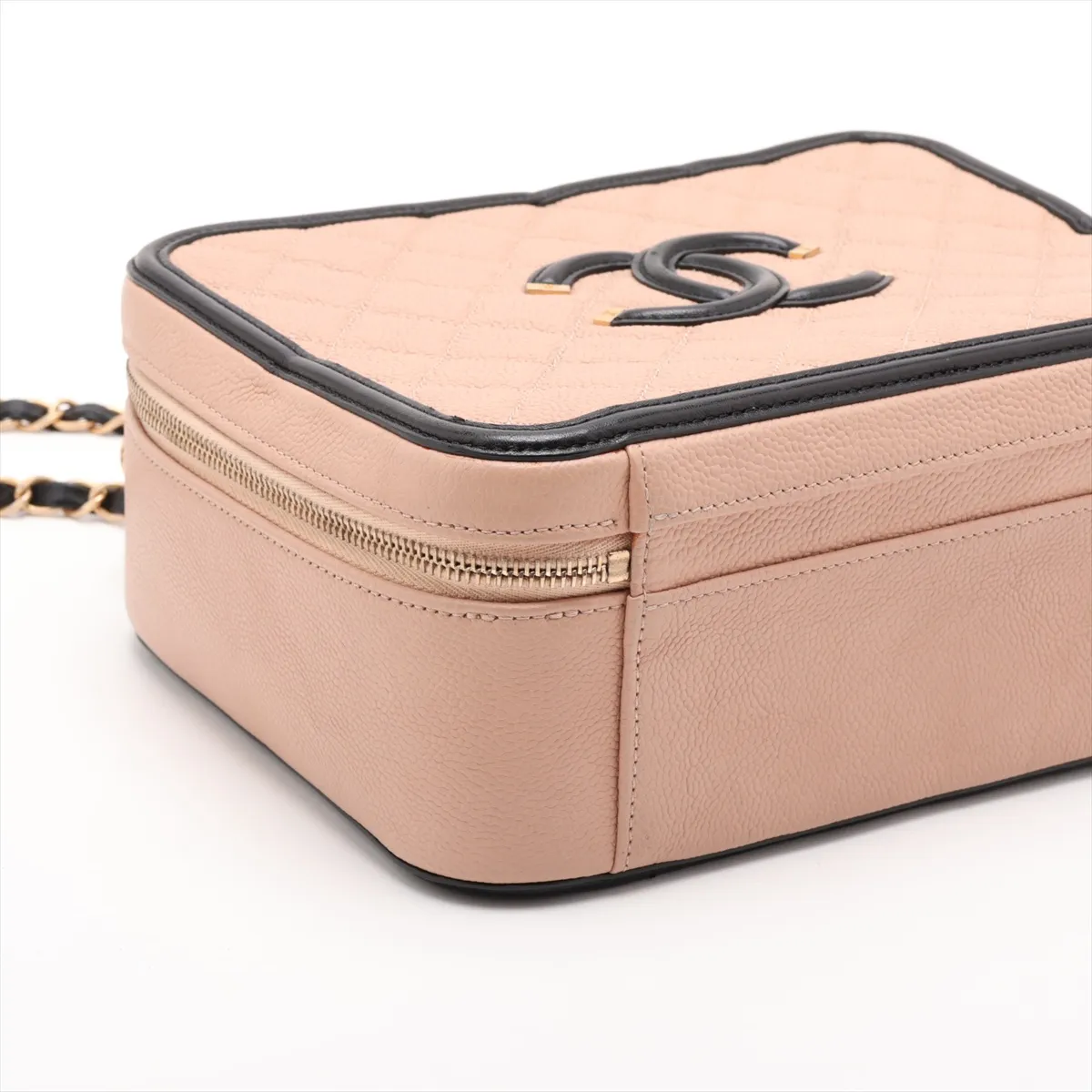 CC Filigree Caviar Skin 2-Way Shoulder Bag, Beige x Black, Gold Hardware, 23800088 (Serial Number ), with Mirror — view 4