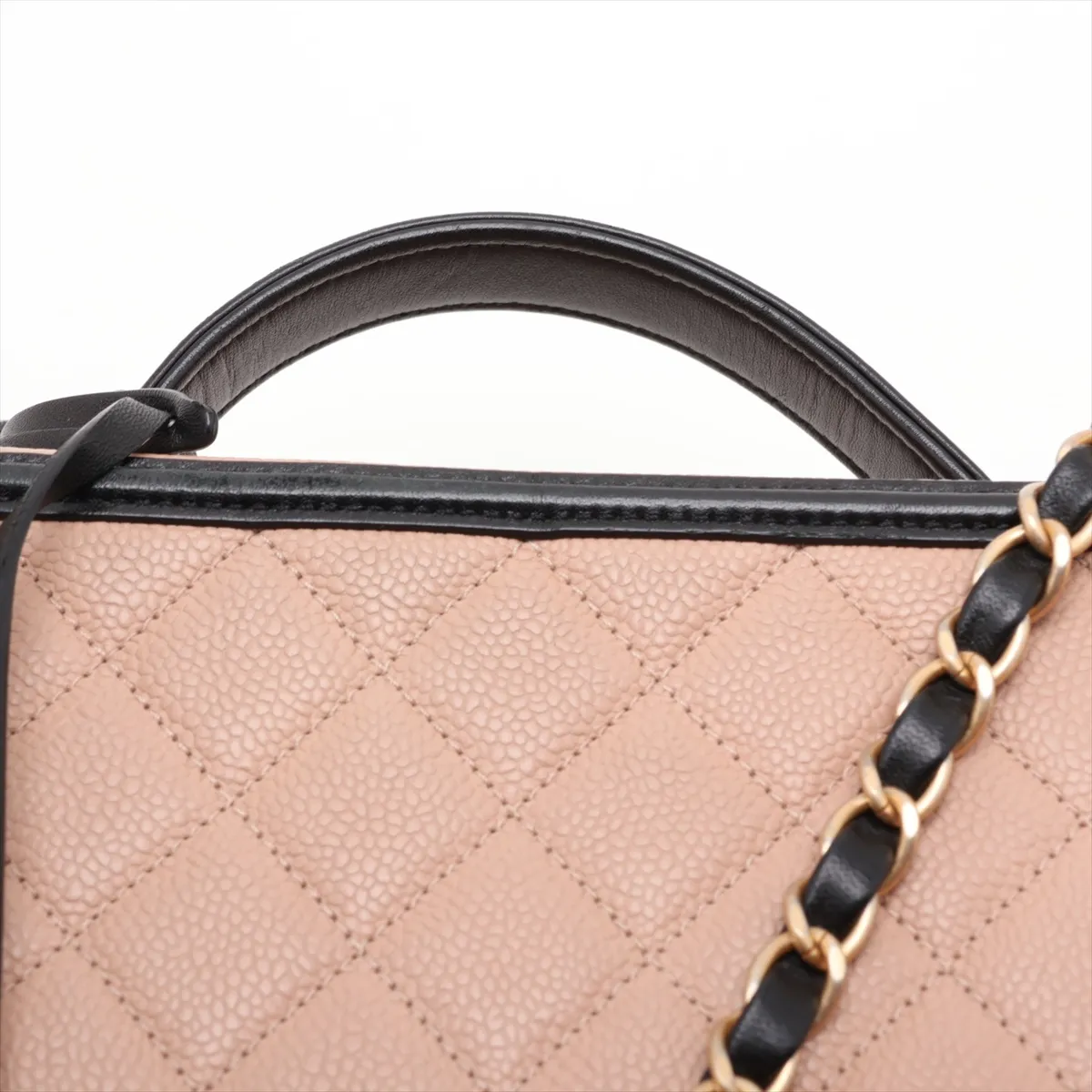 CC Filigree Caviar Skin 2-Way Shoulder Bag, Beige x Black, Gold Hardware, 23800088 (Serial Number ), with Mirror — view 6