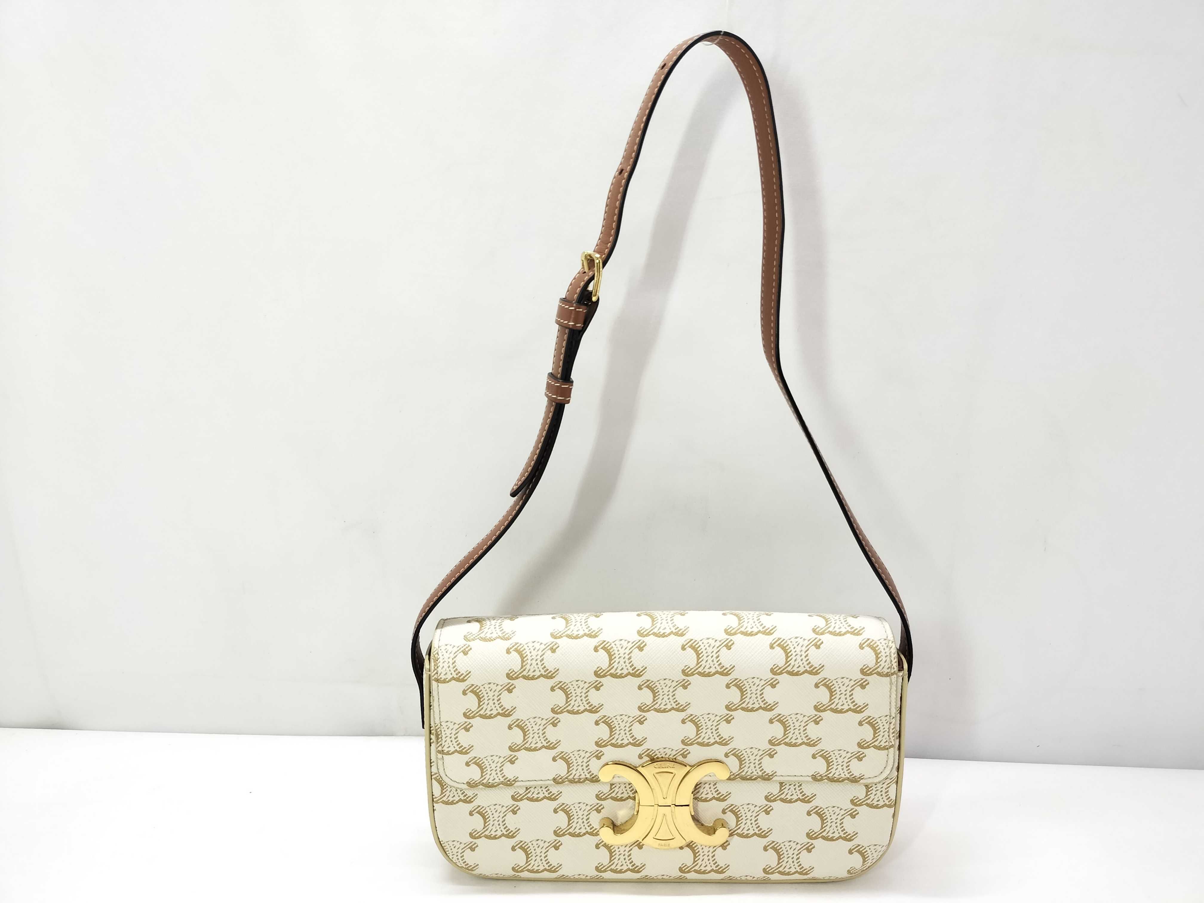 Claude Triomphe Ivory x Brown Shoulder Bag PVC x Leather Eye Handbag