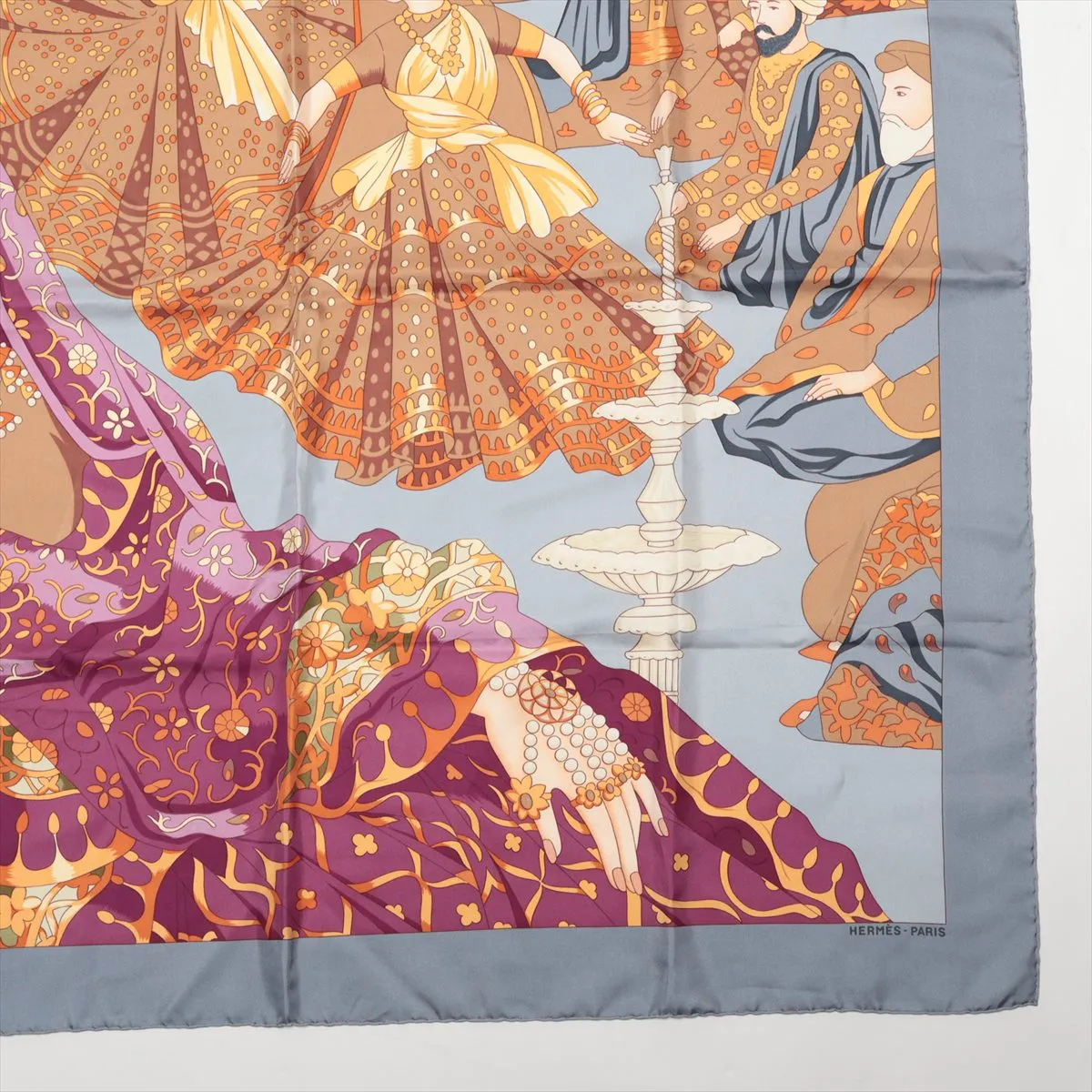 Carre 90 Maharajas Splendeur Des Maharajas Scarf Silk Blue Gray — view 4