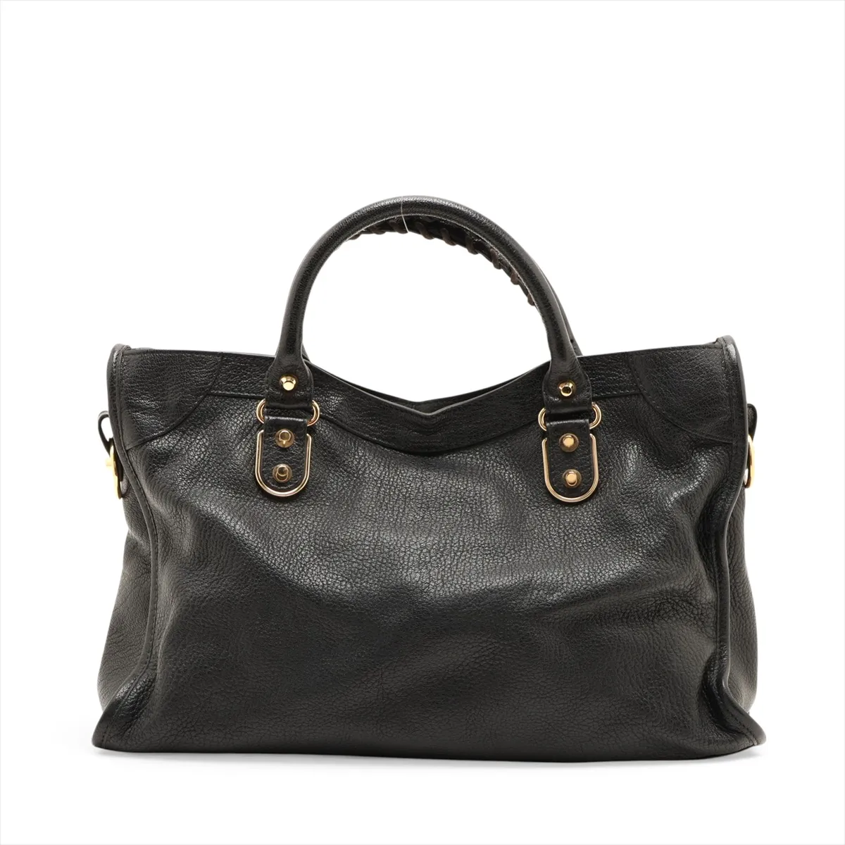 Metallic Edge City Leather 2-Way Handbag, Black, 390154, with Mirror — view 2