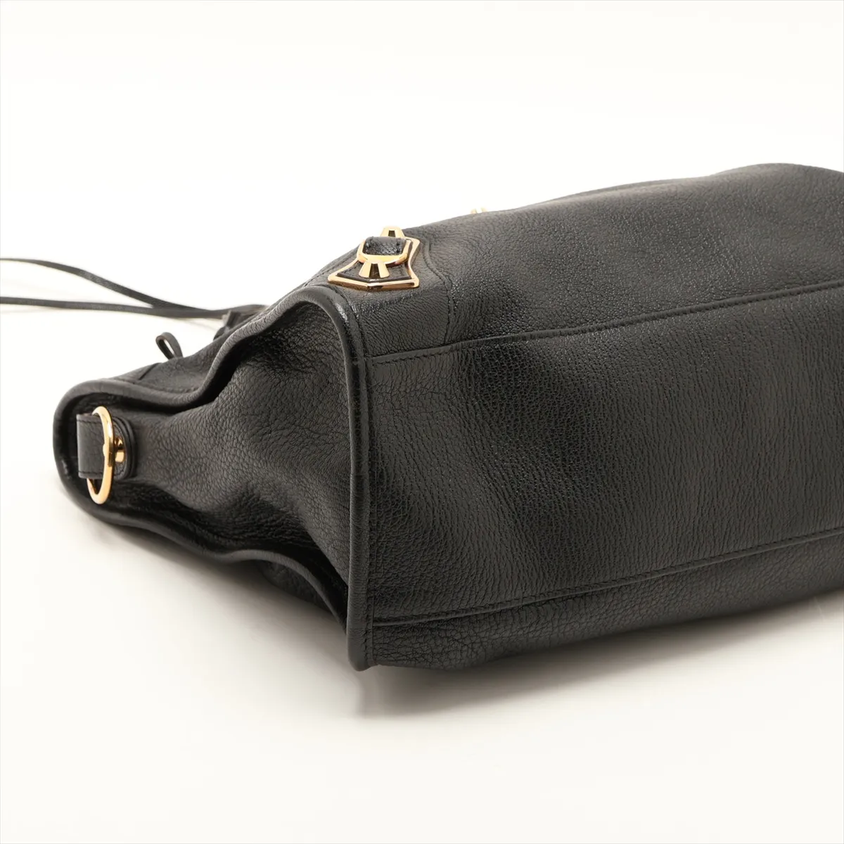 Metallic Edge City Leather 2-Way Handbag, Black, 390154, with Mirror — view 4