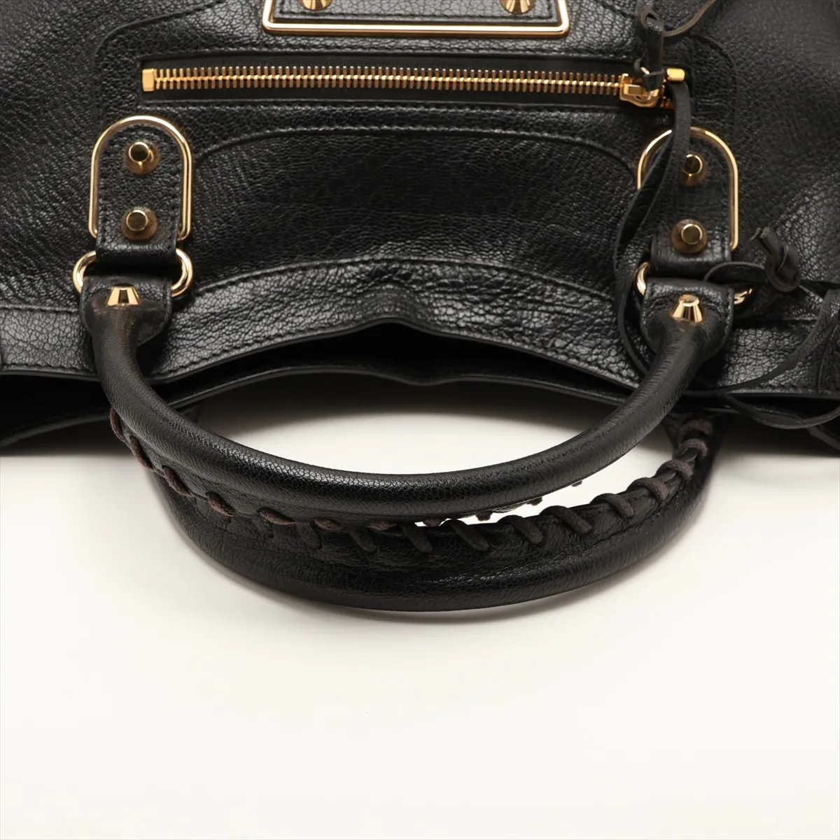 Metallic Edge City Leather 2-Way Handbag, Black, 390154, with Mirror — view 5