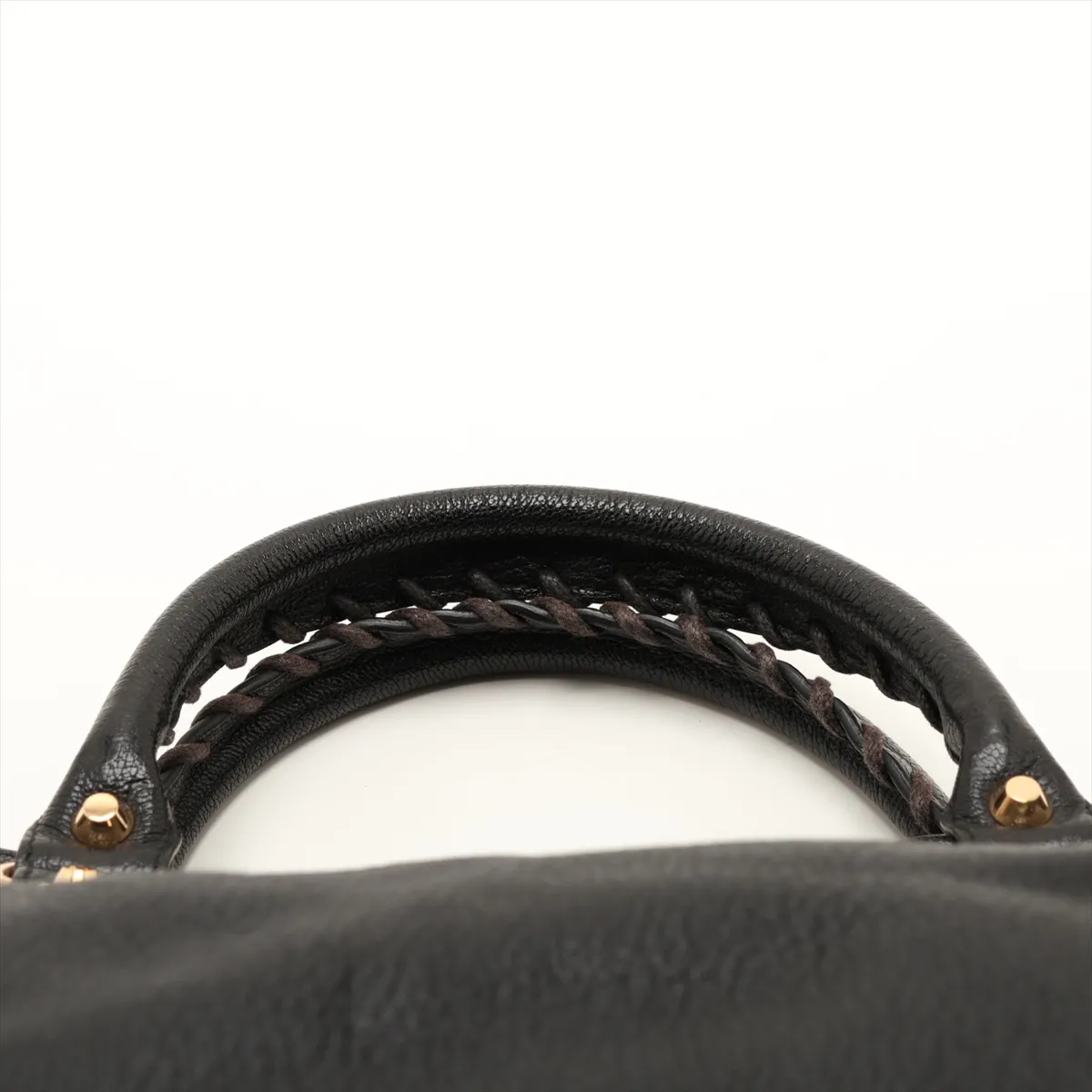 Metallic Edge City Leather 2-Way Handbag, Black, 390154, with Mirror — view 6