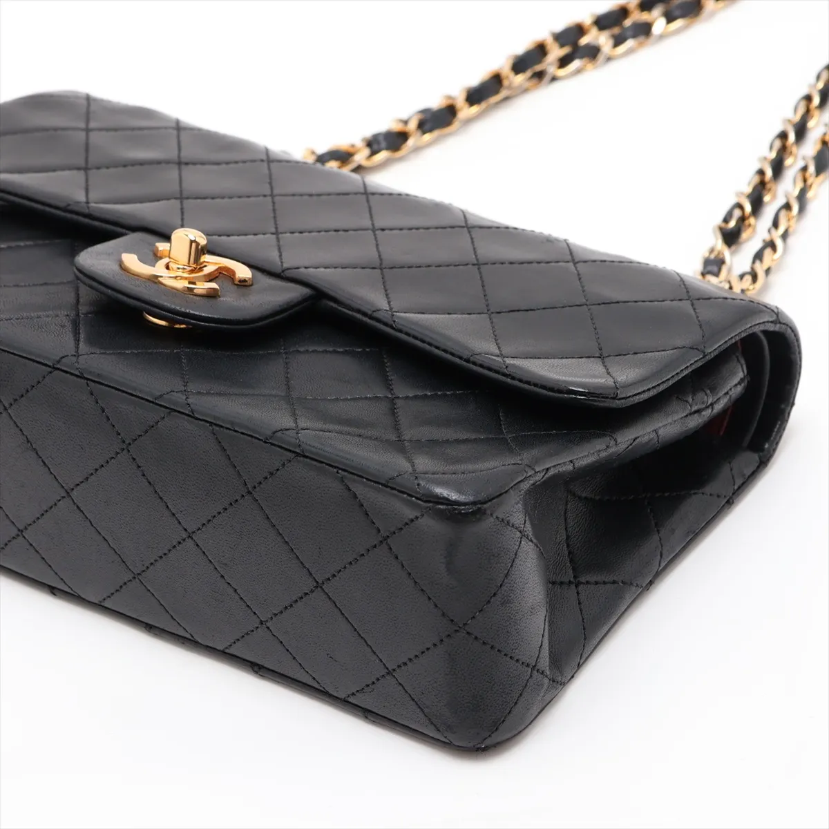 Matelassé 23 Small Lambskin Double Flap Double Chain Bag, Black with Gold Hardware, 0451222, Serial Number 0-series, A01113 — view 3