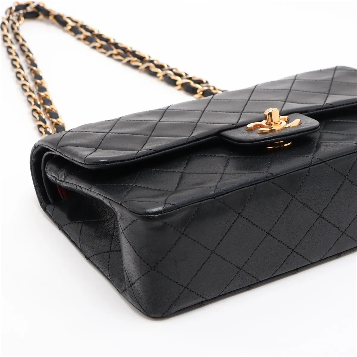 Matelassé 23 Small Lambskin Double Flap Double Chain Bag, Black with Gold Hardware, 0451222, Serial Number 0-series, A01113 — view 4