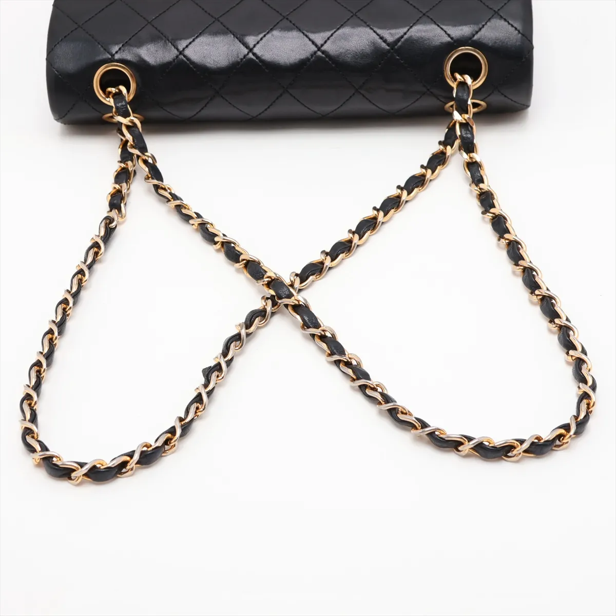 Matelassé 23 Small Lambskin Double Flap Double Chain Bag, Black with Gold Hardware, 0451222, Serial Number 0-series, A01113 — view 5