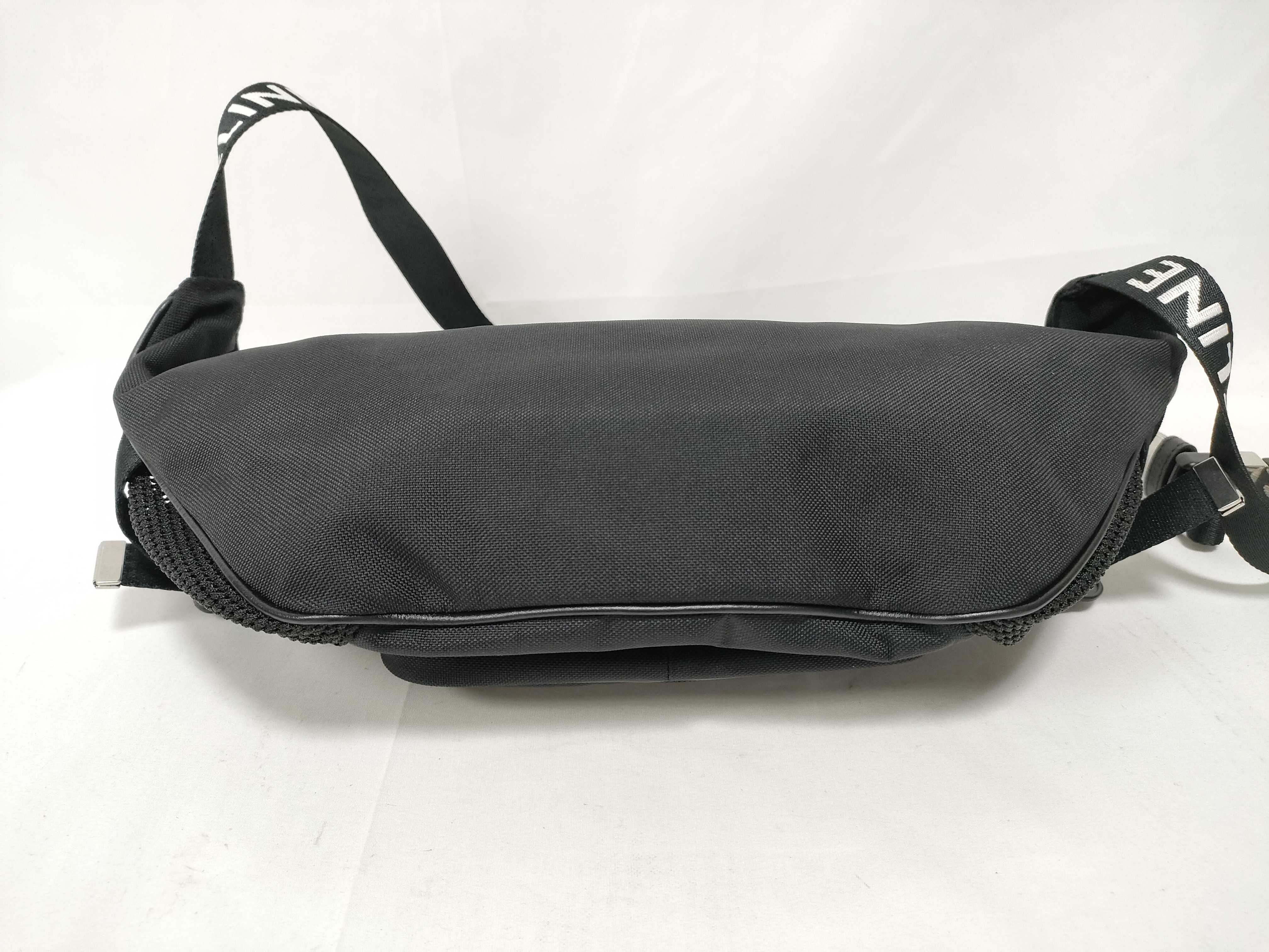 Homme Trekking Belt Bag, Nylon x Leather Body Bag, Black Waist Bag — view 3