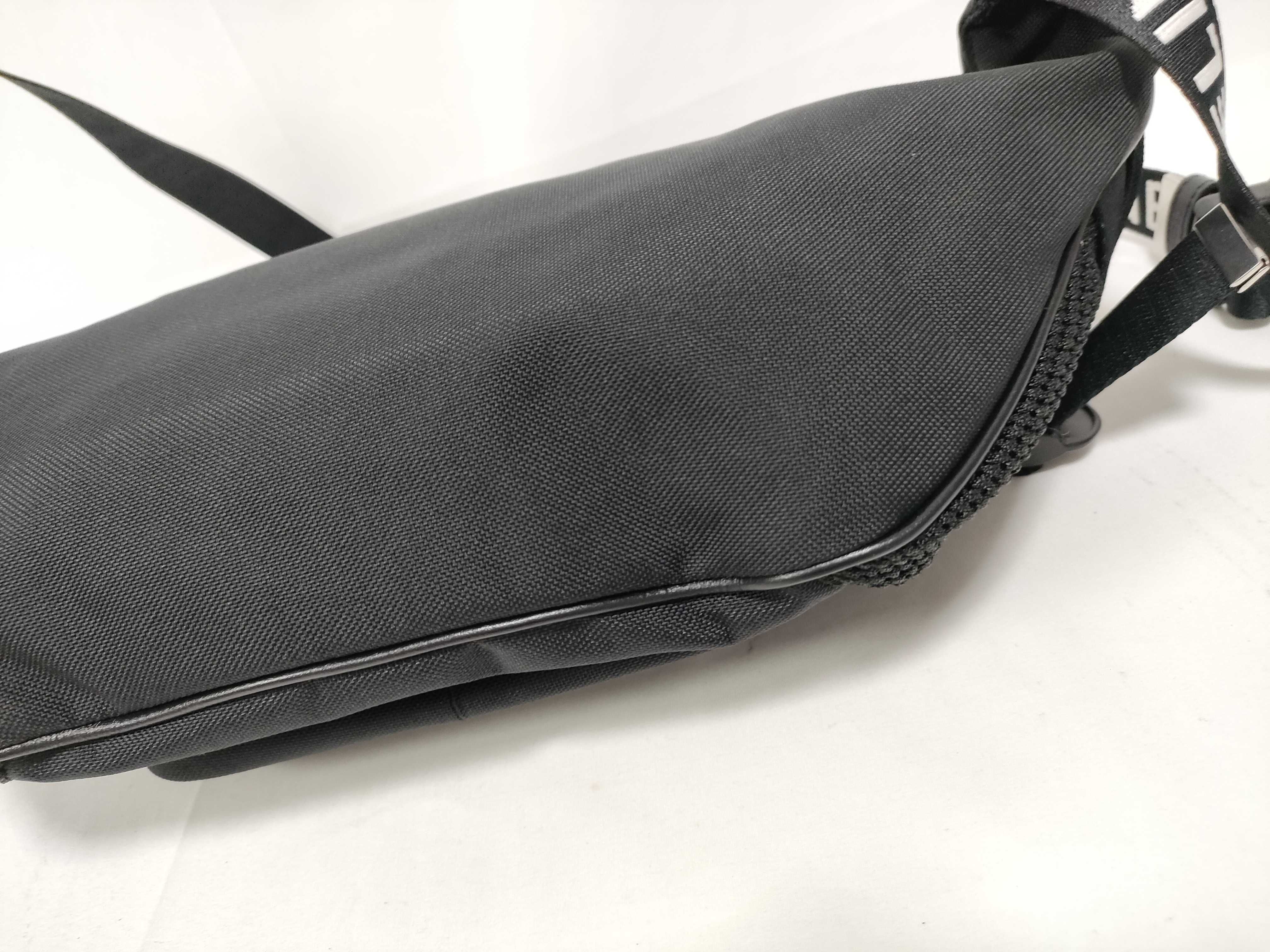 Homme Trekking Belt Bag, Nylon x Leather Body Bag, Black Waist Bag — view 4