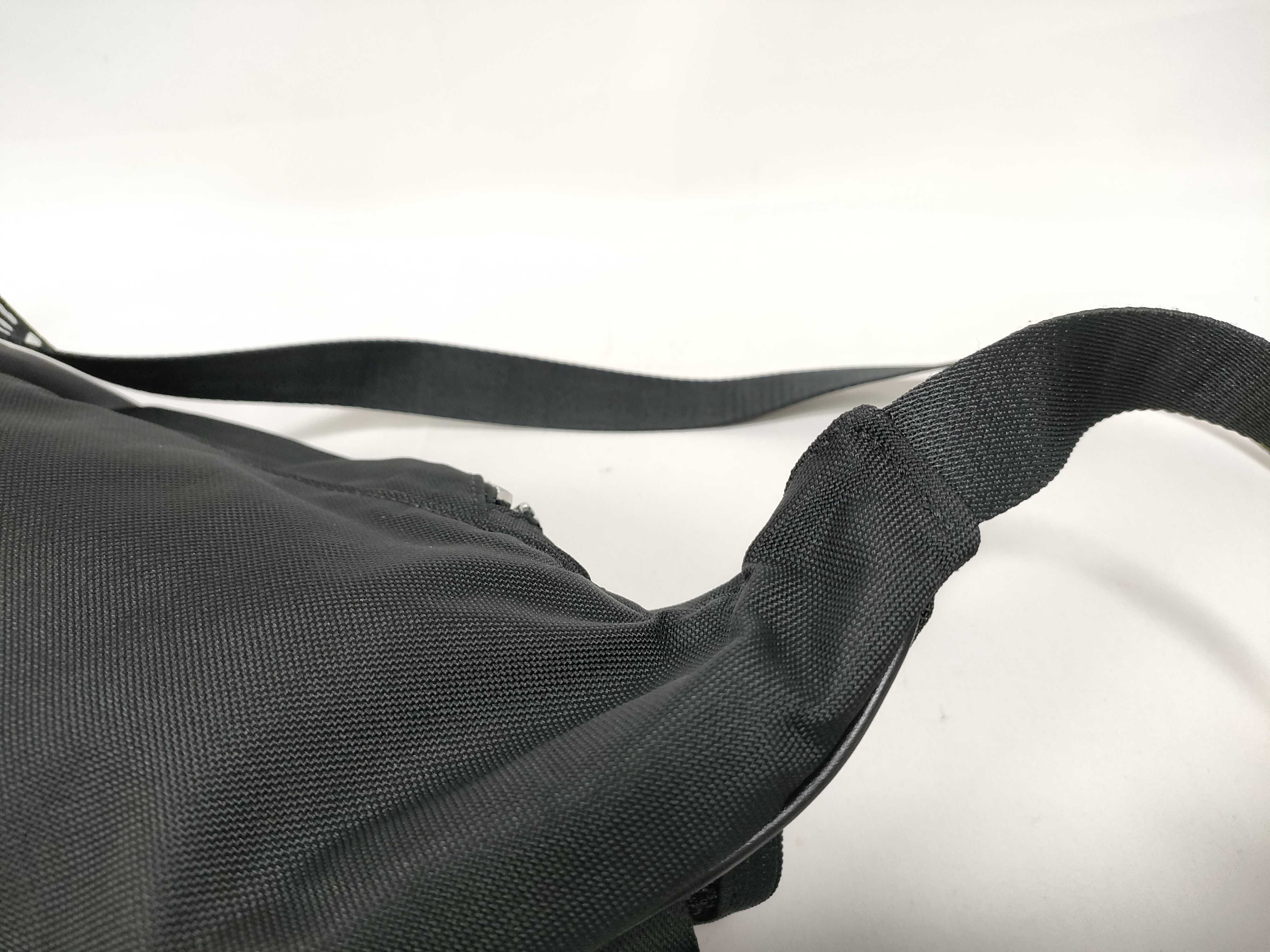 Homme Trekking Belt Bag, Nylon x Leather Body Bag, Black Waist Bag — view 6