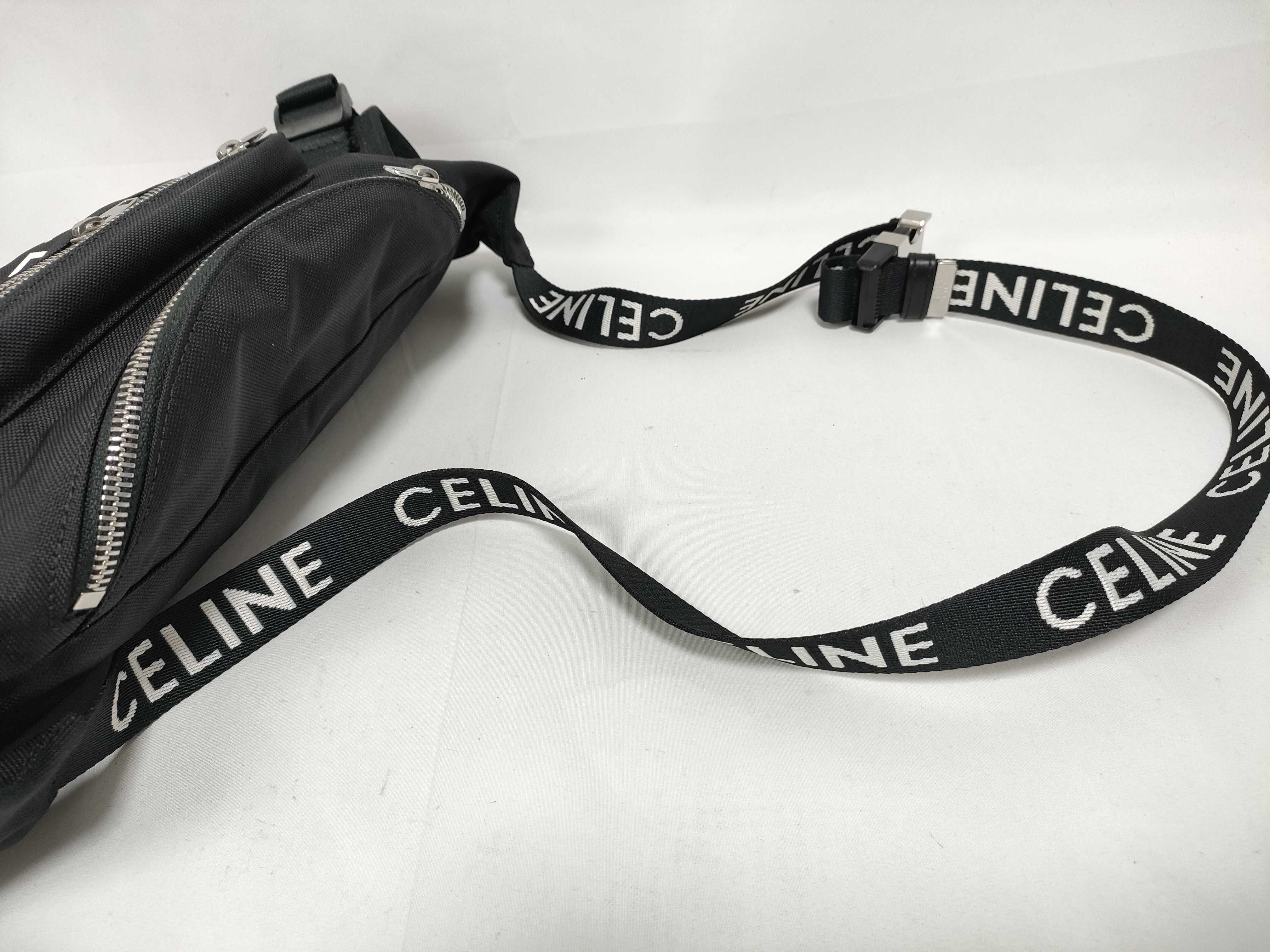 Homme Trekking Belt Bag, Nylon x Leather Body Bag, Black Waist Bag — view 8