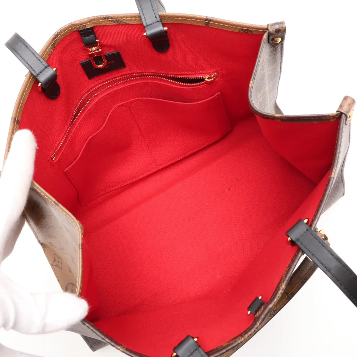 Giant Monogram Reverse OnTheGo MM M45321 SD5210 Brown, pull tab detached, RFID detected. — view 7