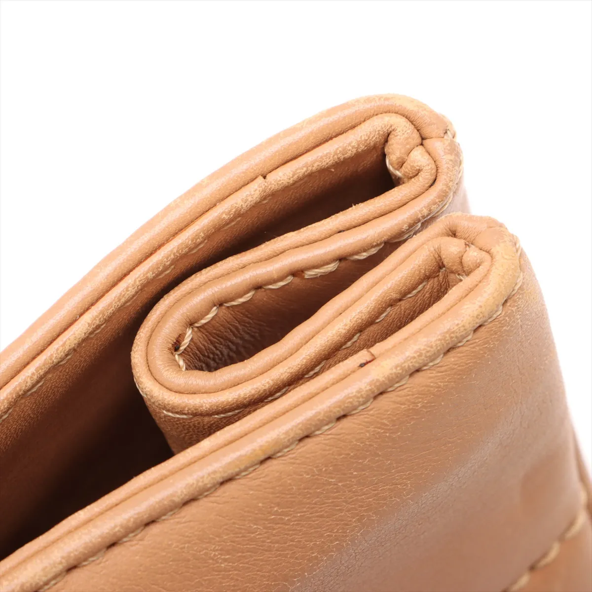 chocolate bar leather chain tote bag beige gold hardware — view 11