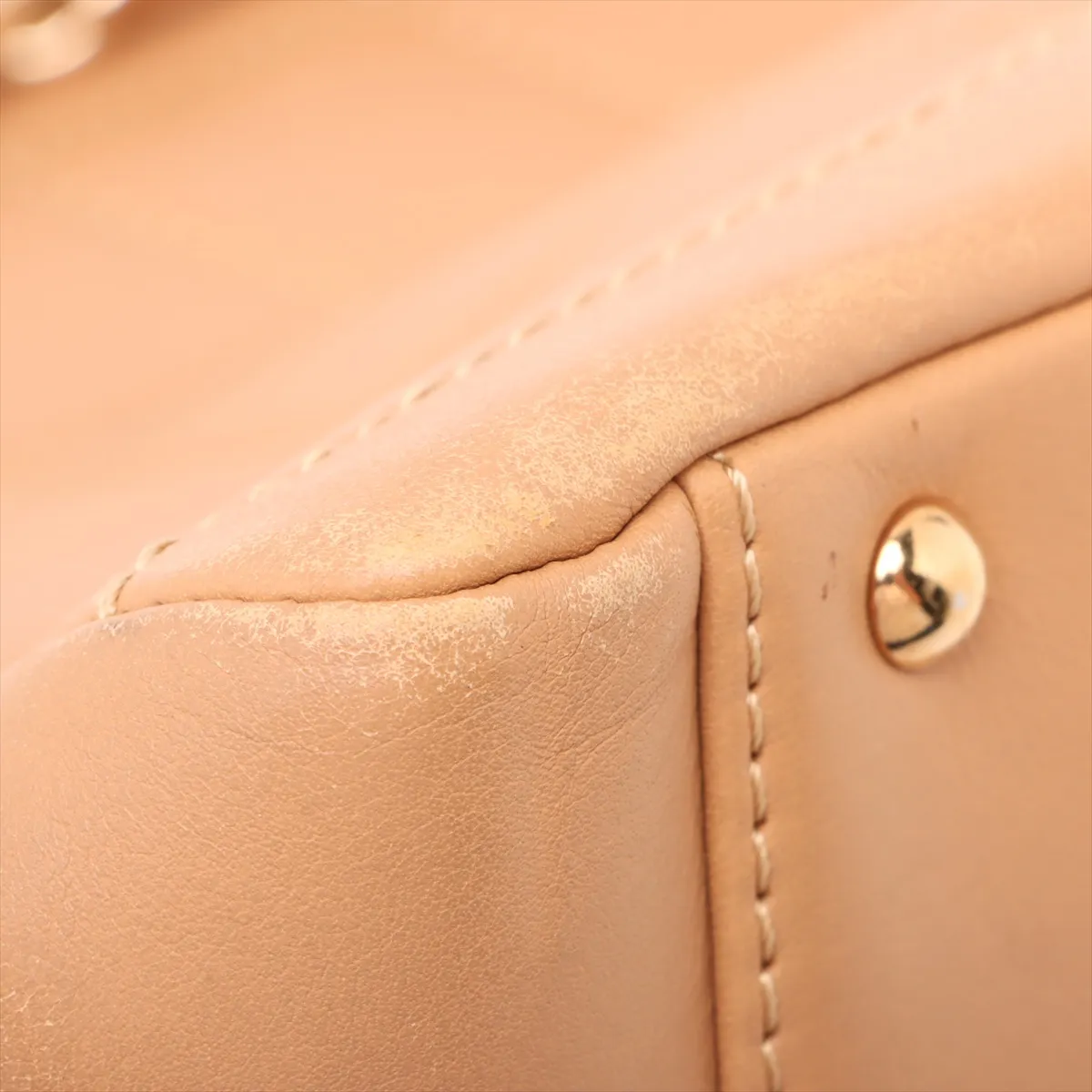 chocolate bar leather chain tote bag beige gold hardware — view 12
