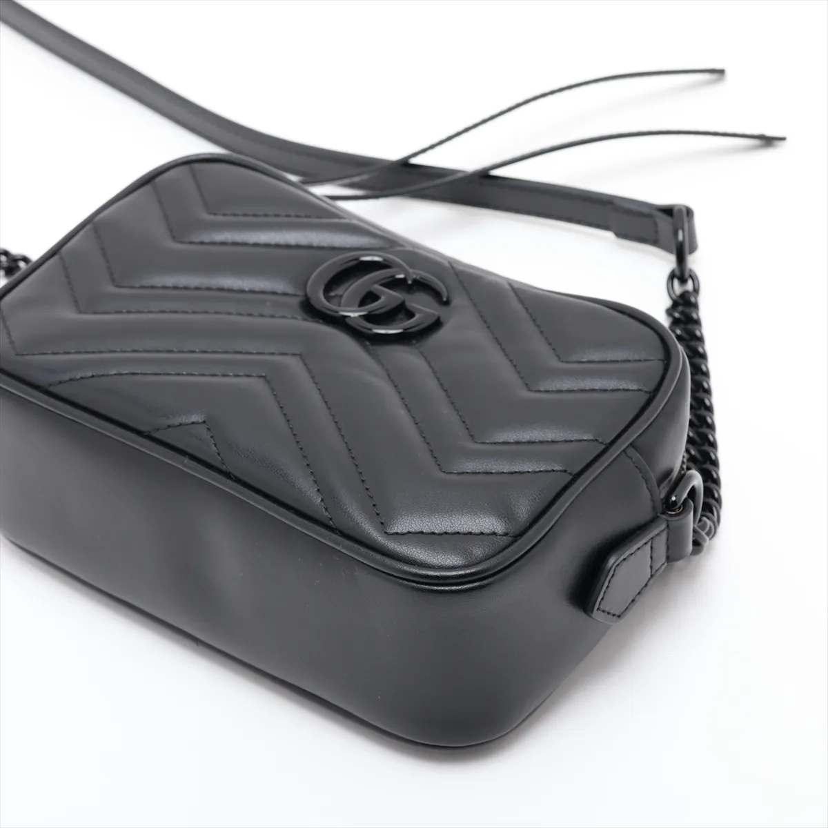 GG Marmont Leather Chain Shoulder Bag, Black, 634936 — view 3
