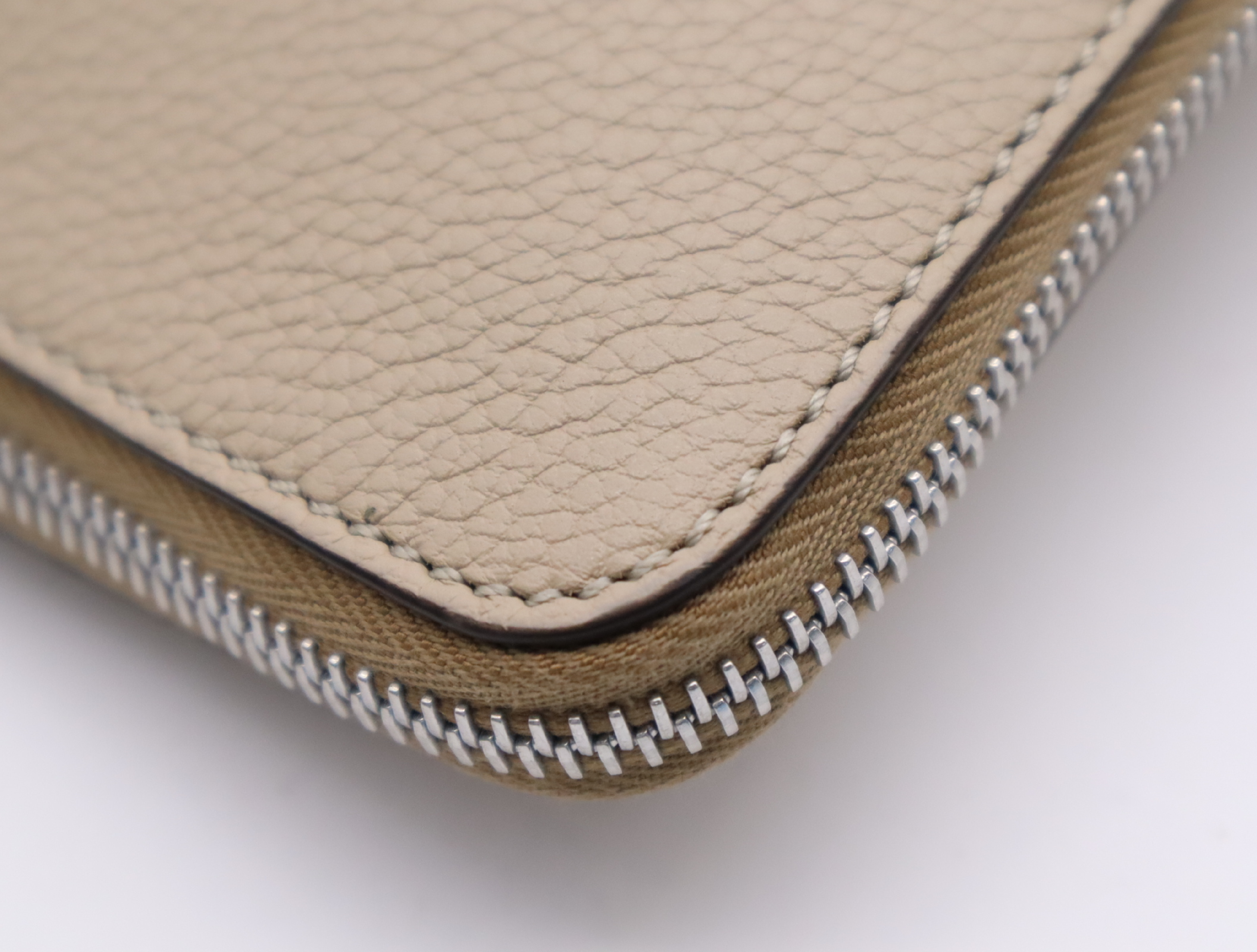 7N0167 Fendi Logo Leather Clutch Bag, Beige, Silver Hardware, with Dust Bag. — view 8