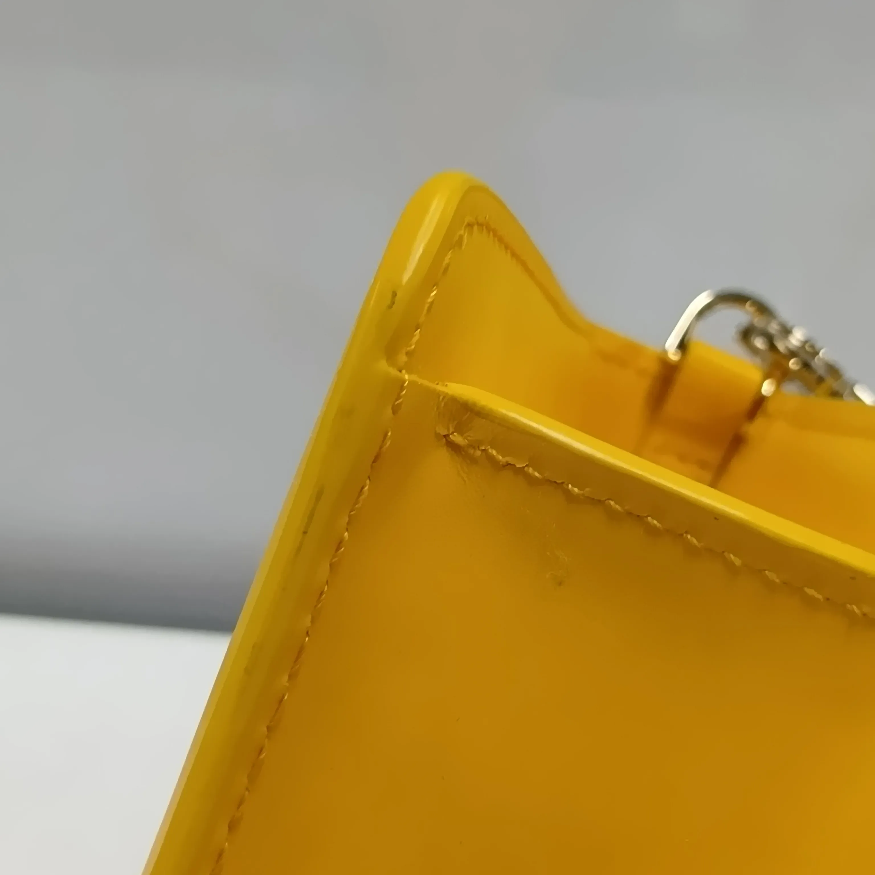 Serpenti Leather Chain Shoulder Bag, Yellow, with Mirror — view 15
