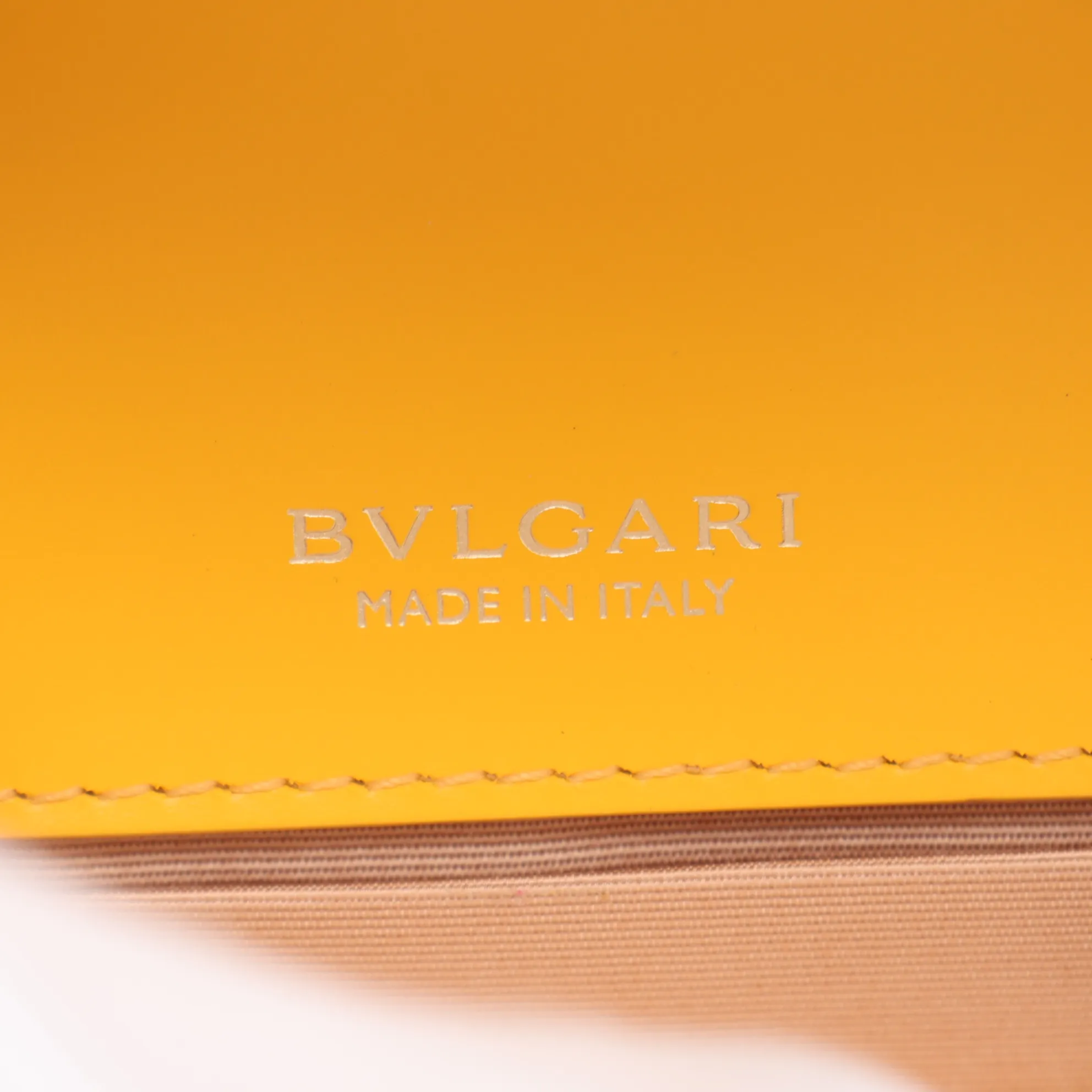 Serpenti Leather Chain Shoulder Bag, Yellow, with Mirror — view 9