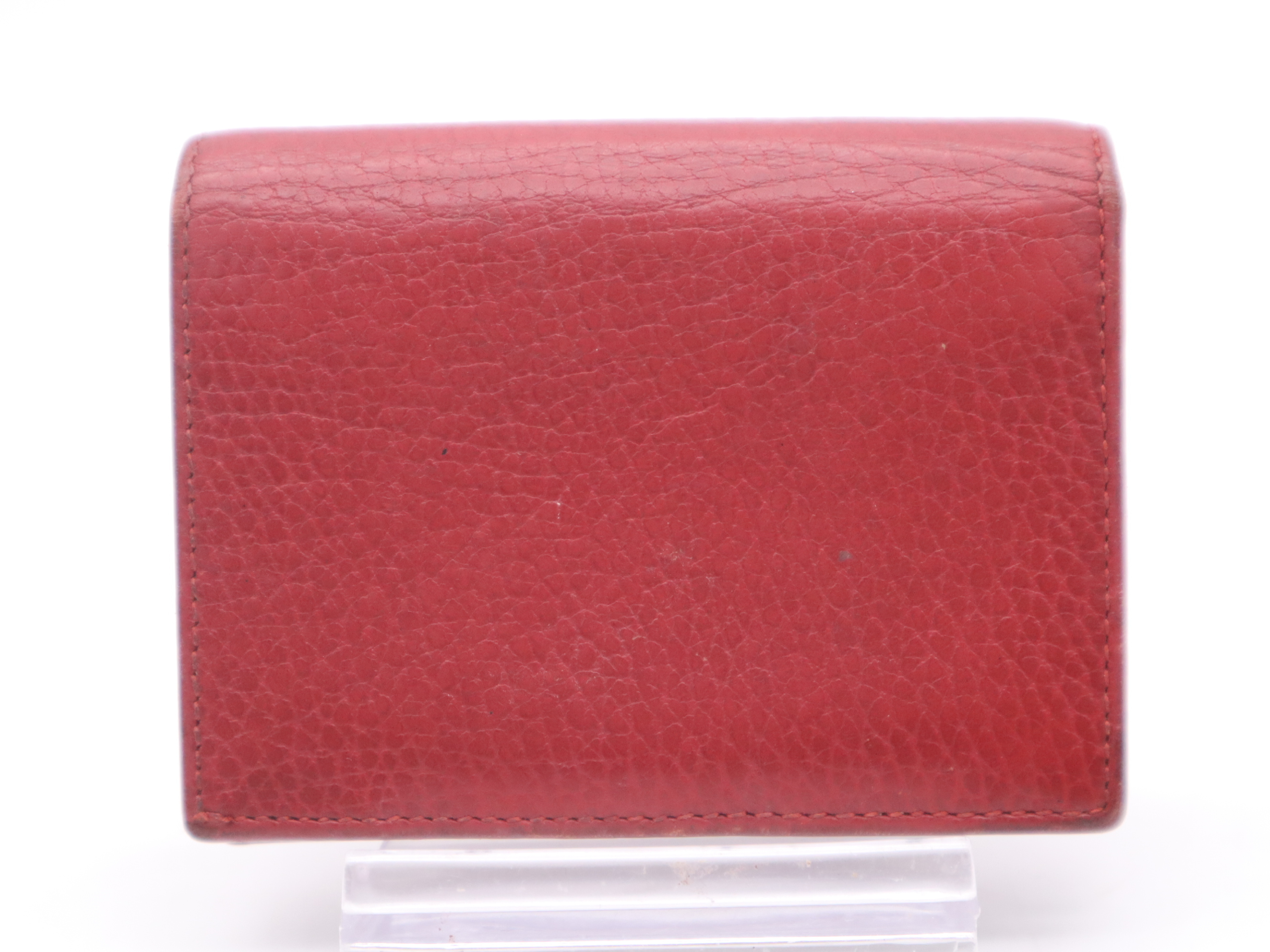 456126 Leather GG Marmont Bi-fold Wallet, Red, Gold Hardware — view 2