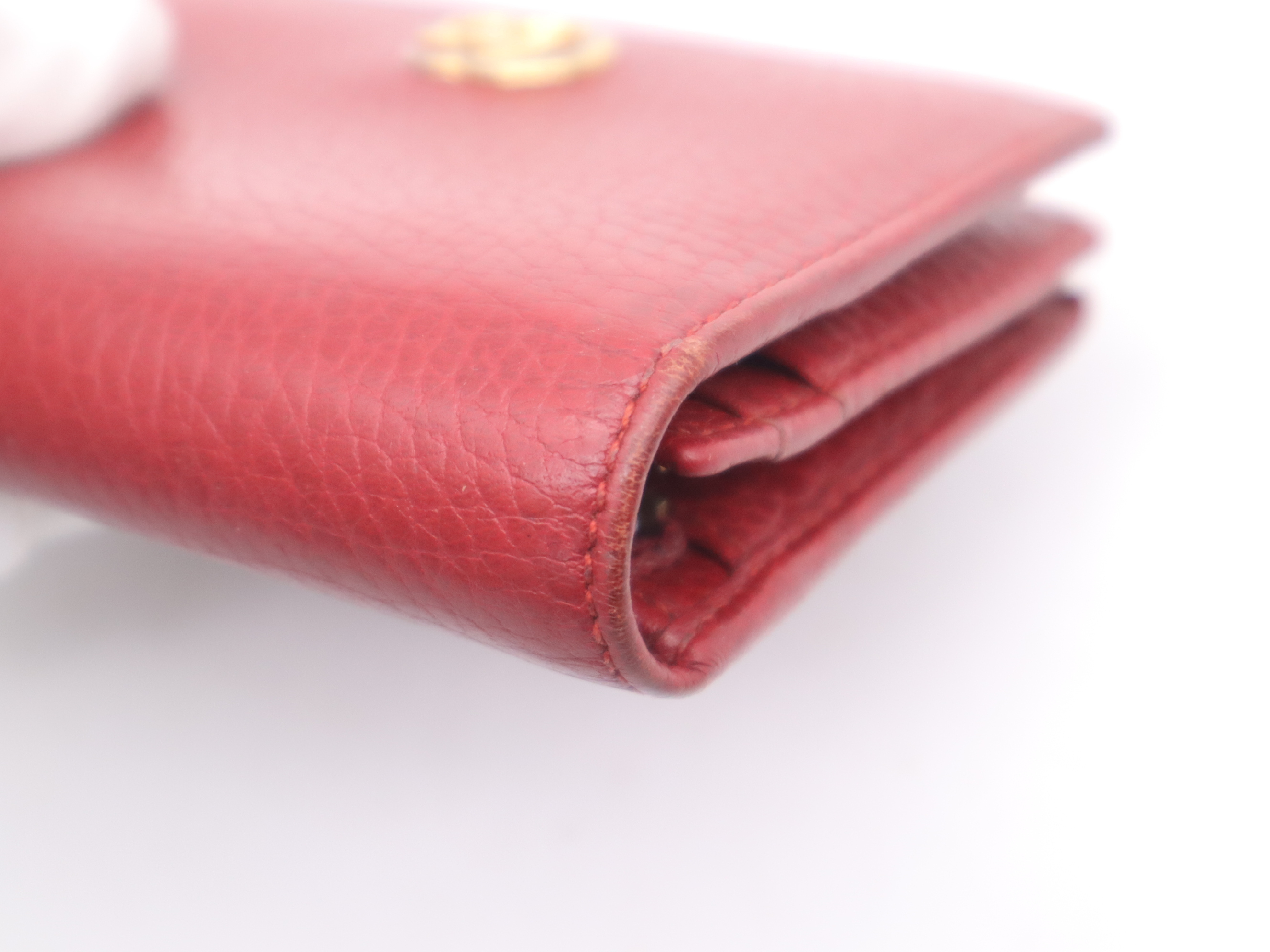 456126 Leather GG Marmont Bi-fold Wallet, Red, Gold Hardware — view 7