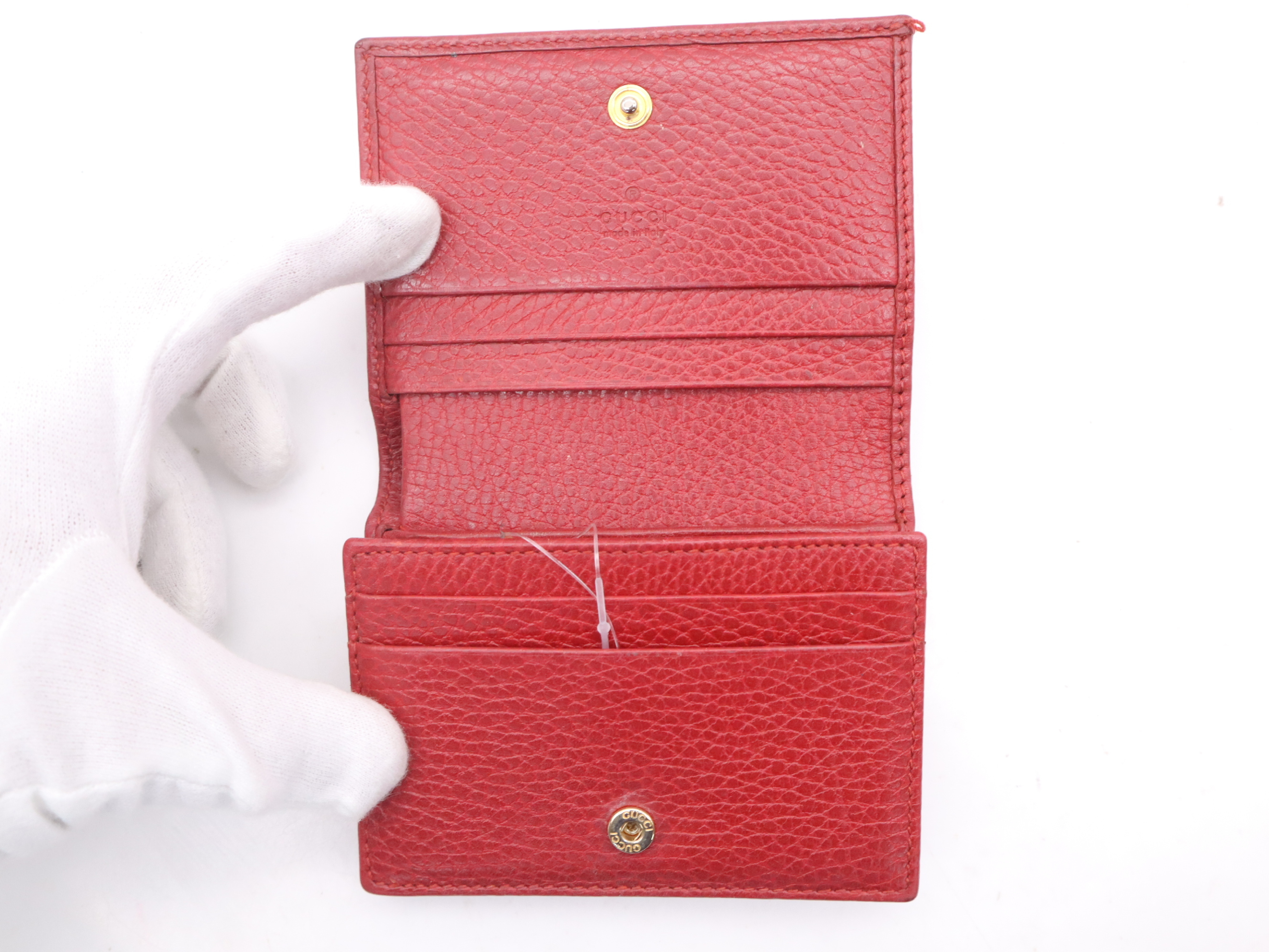 456126 Leather GG Marmont Bi-fold Wallet, Red, Gold Hardware — view 8