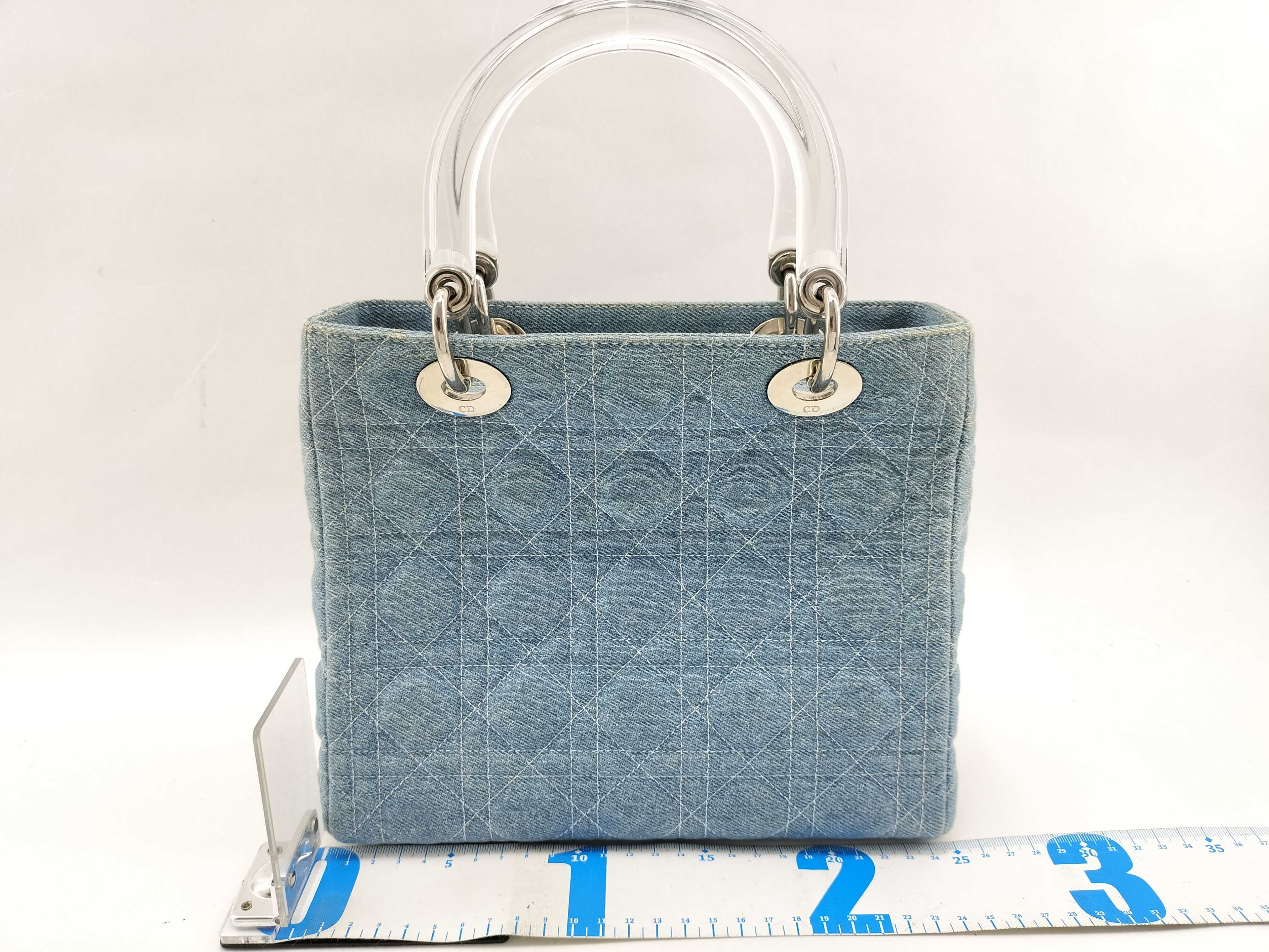 Lady Dior Christian Lady Cannage Denim 2-Way Handbag Blue Handbag — view 2