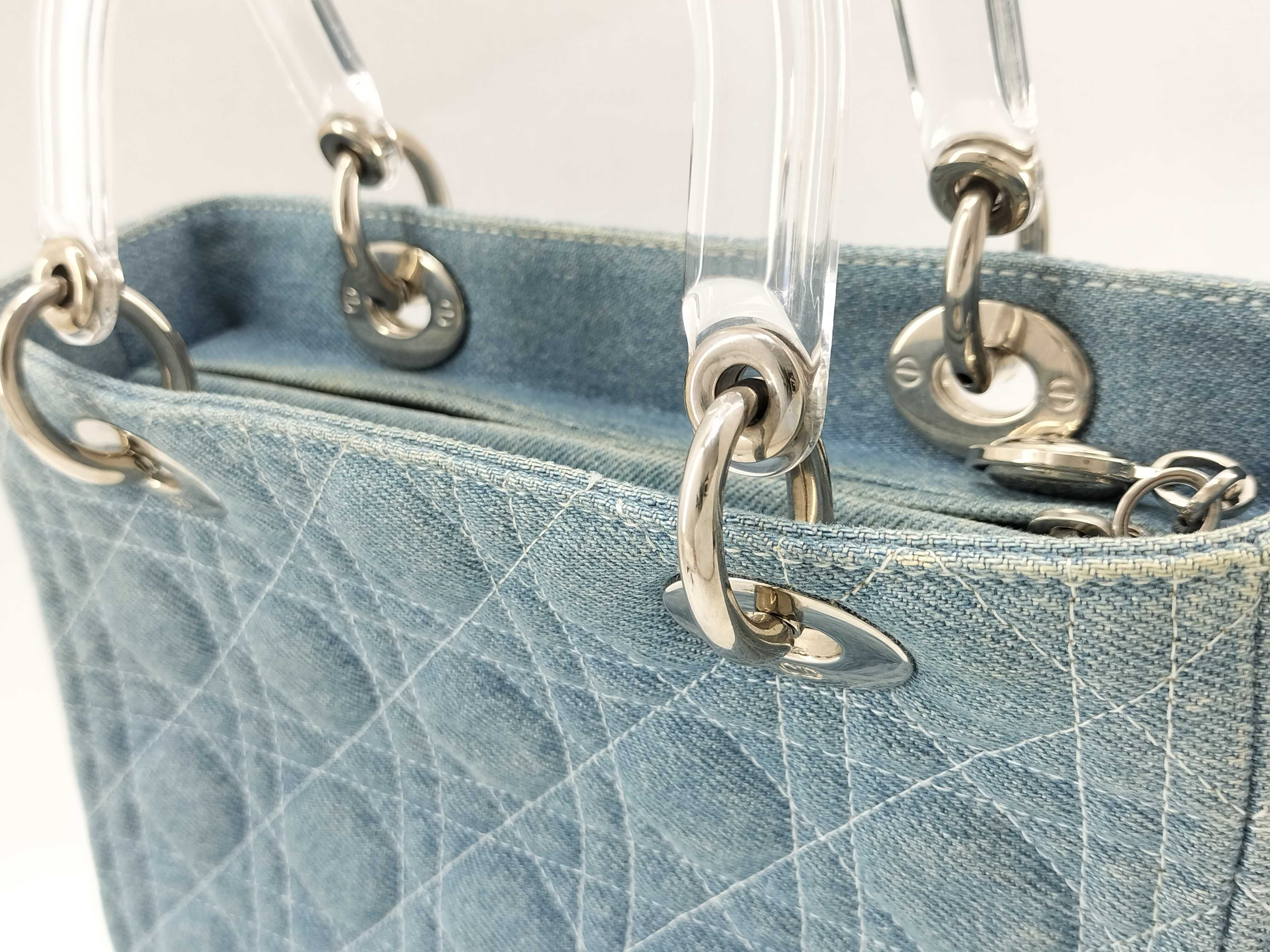 Lady Dior Christian Lady Cannage Denim 2-Way Handbag Blue Handbag — view 3