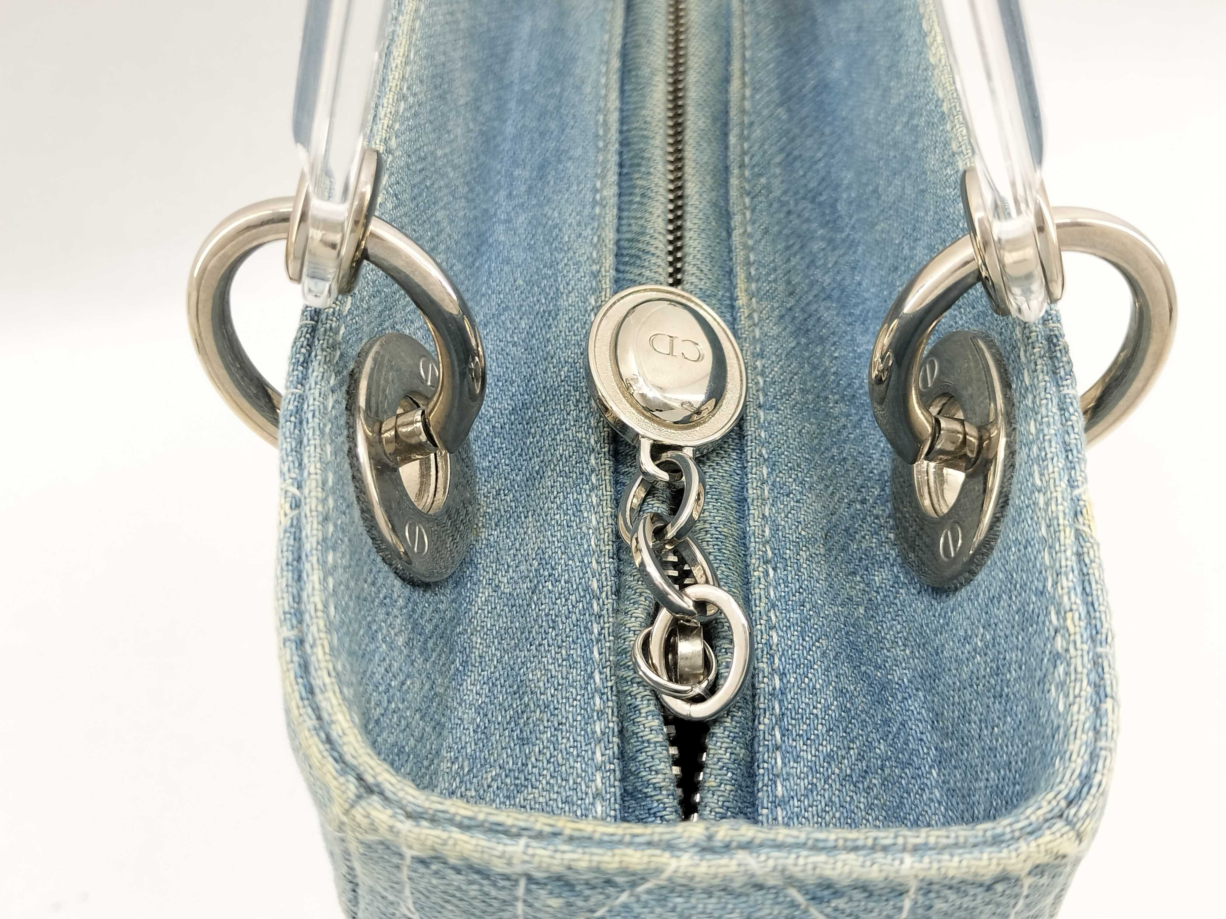 Lady Dior Christian Lady Cannage Denim 2-Way Handbag Blue Handbag — view 4