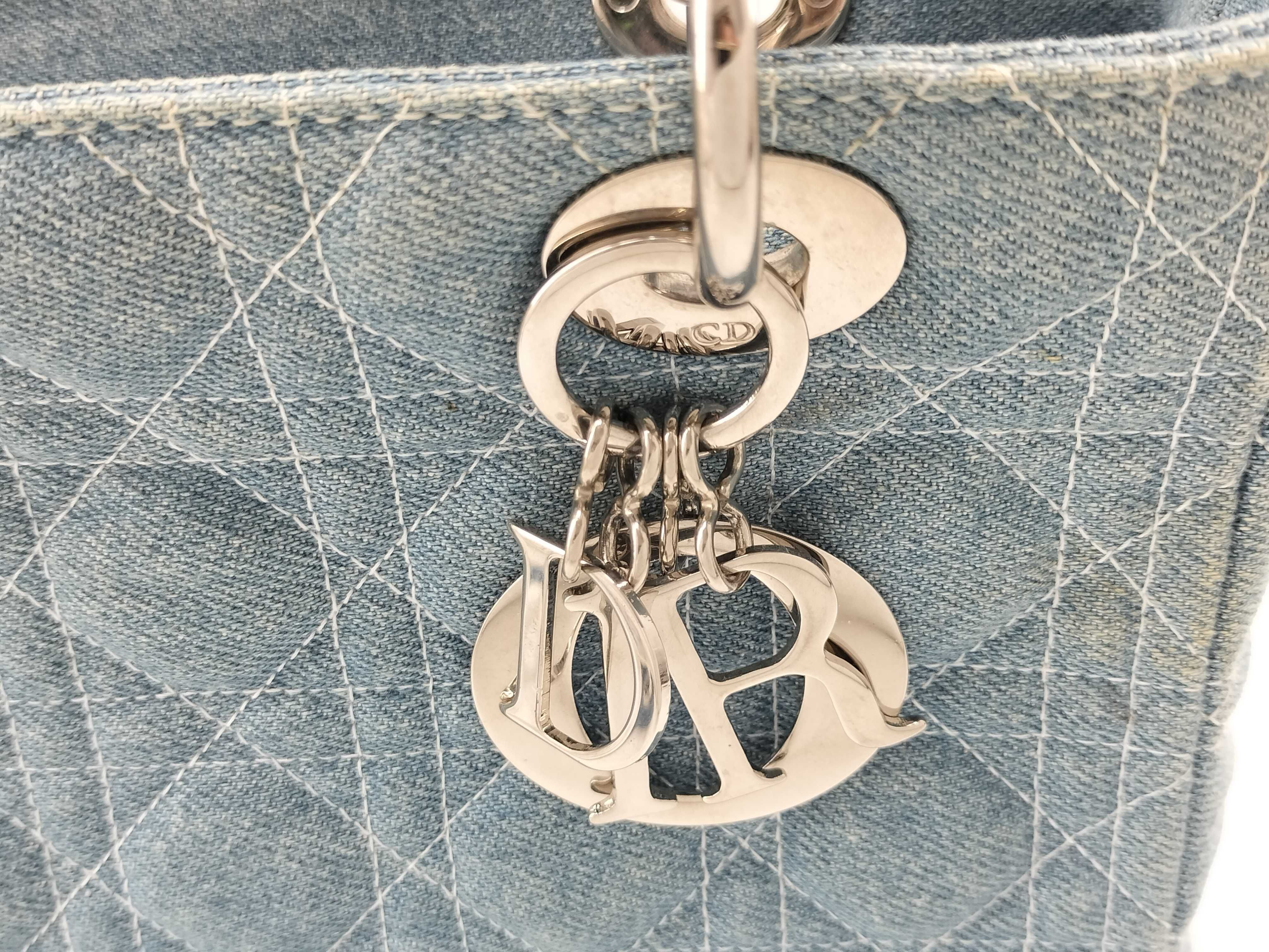 Lady Dior Christian Lady Cannage Denim 2-Way Handbag Blue Handbag — view 5