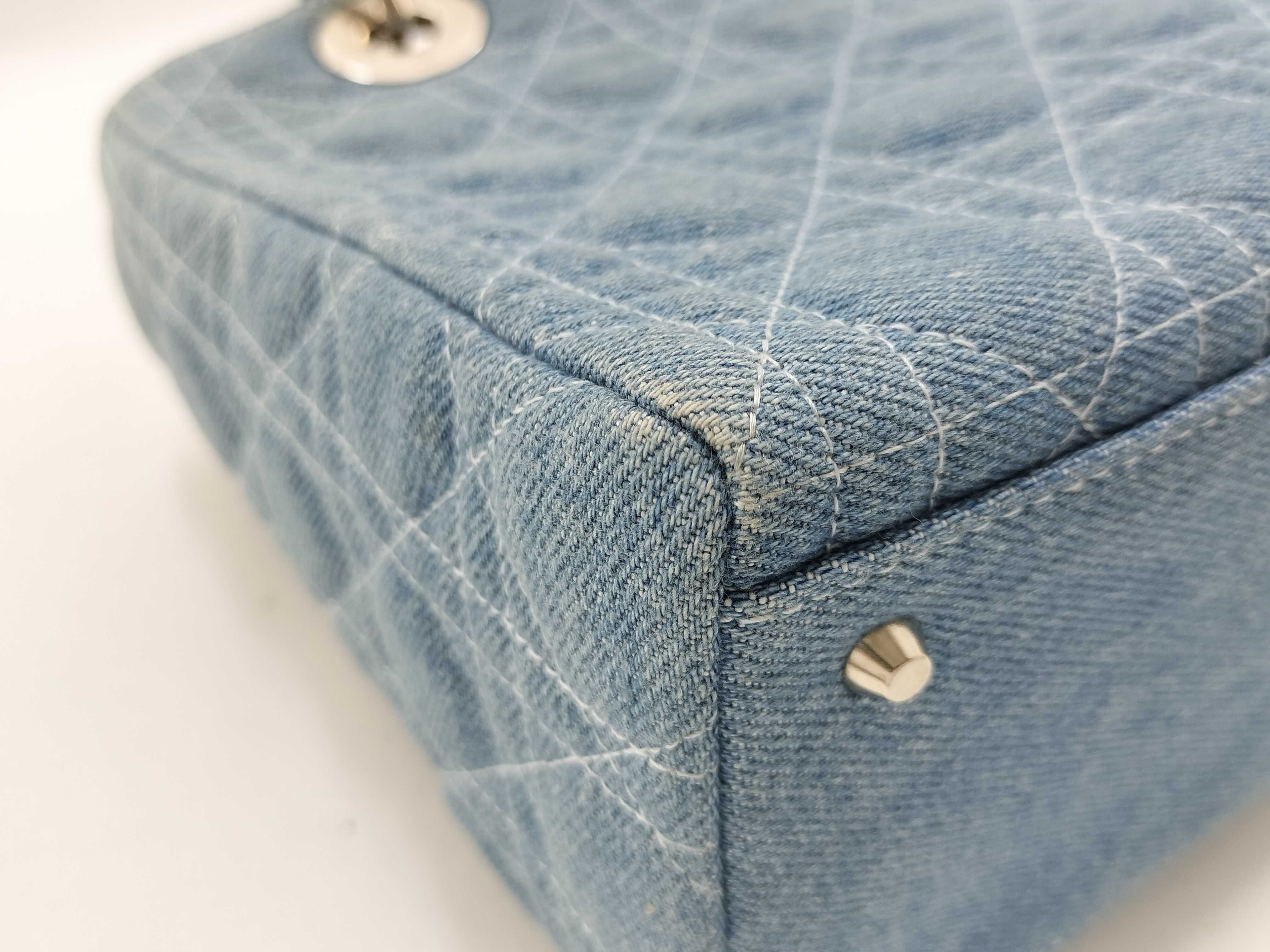 Lady Dior Christian Lady Cannage Denim 2-Way Handbag Blue Handbag — view 9