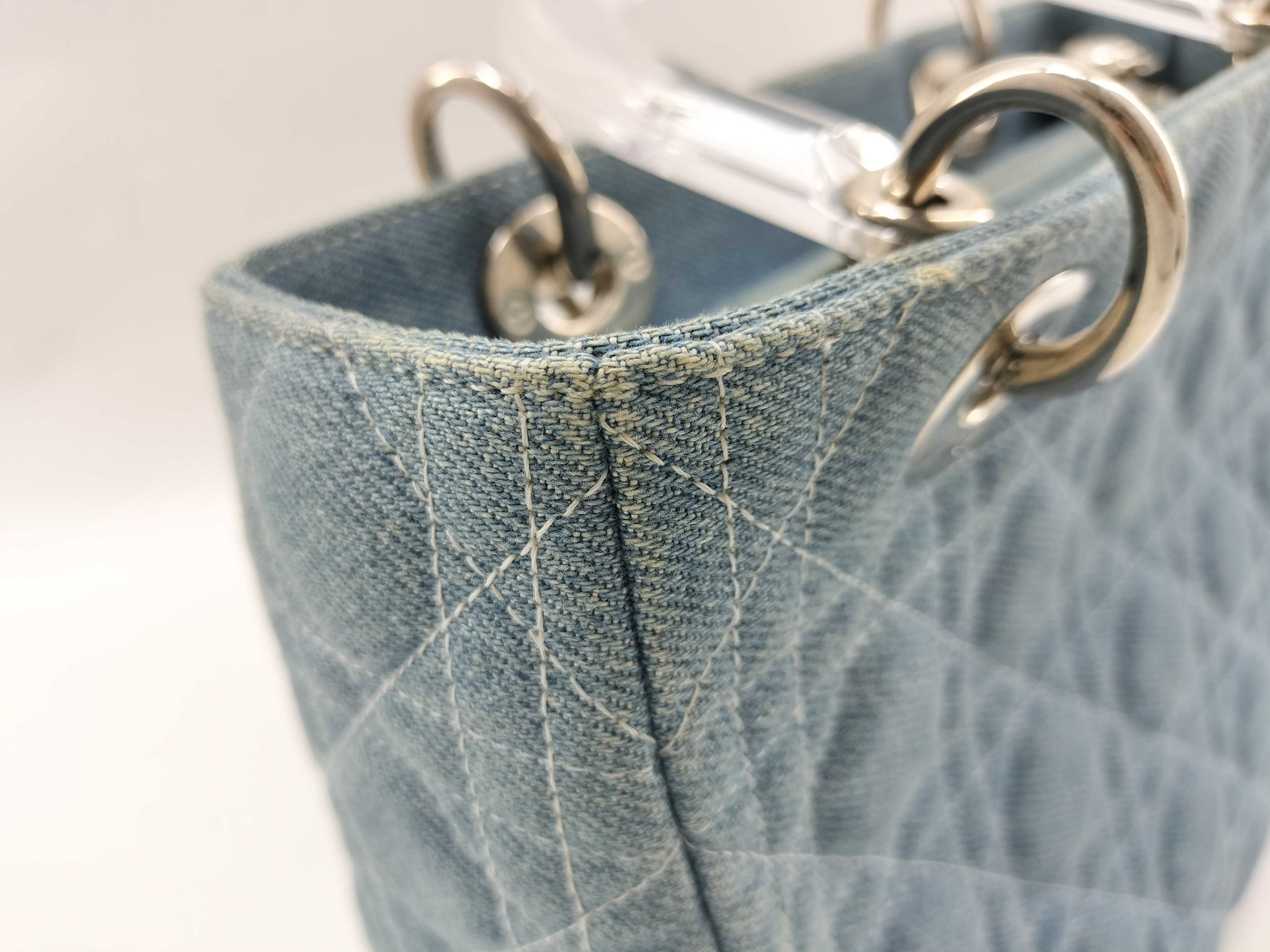 Lady Dior Christian Lady Cannage Denim 2-Way Handbag Blue Handbag — view 10