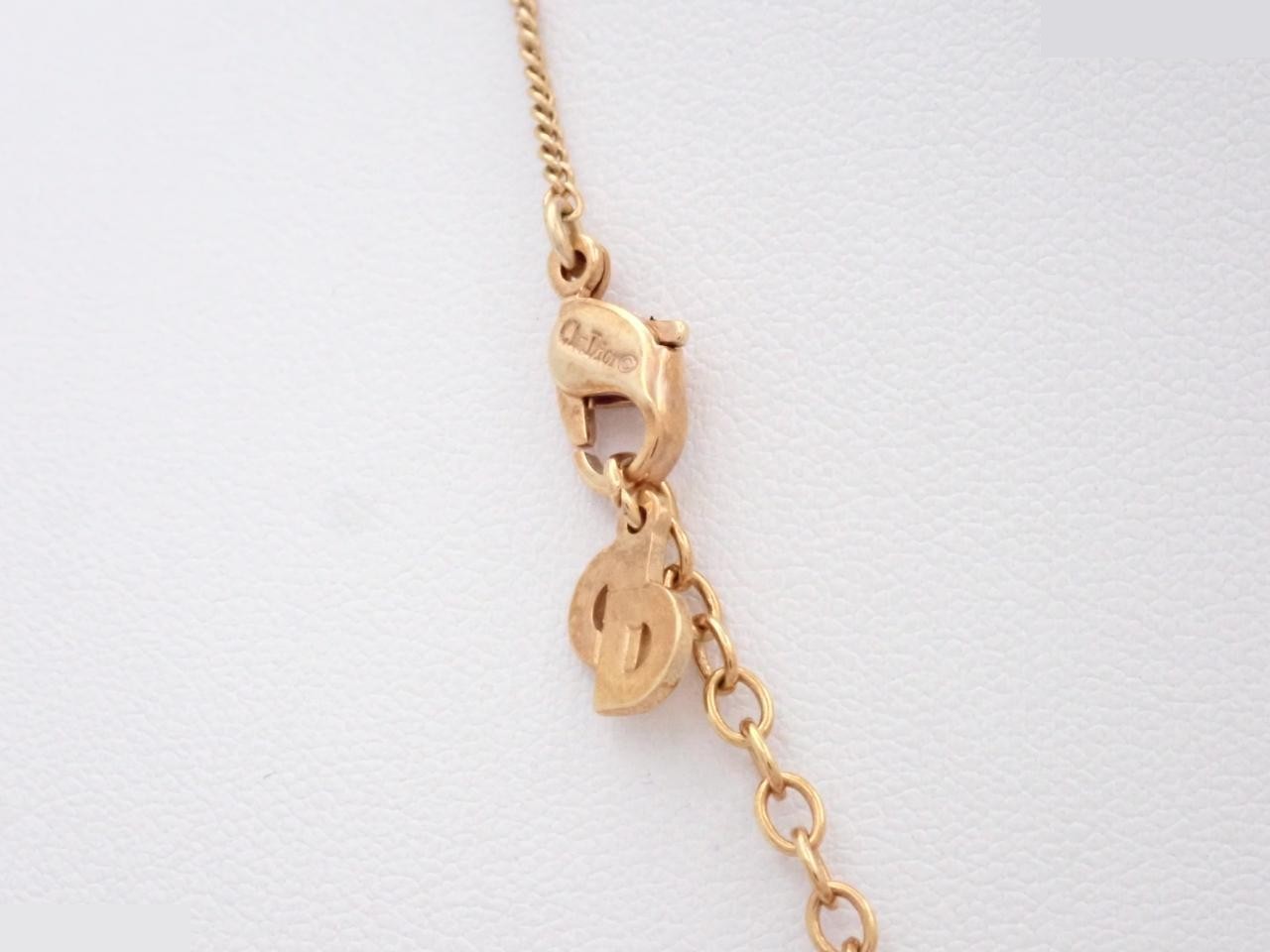 Logo rhinestone gold necklace, chain approximately 43cm — view 2