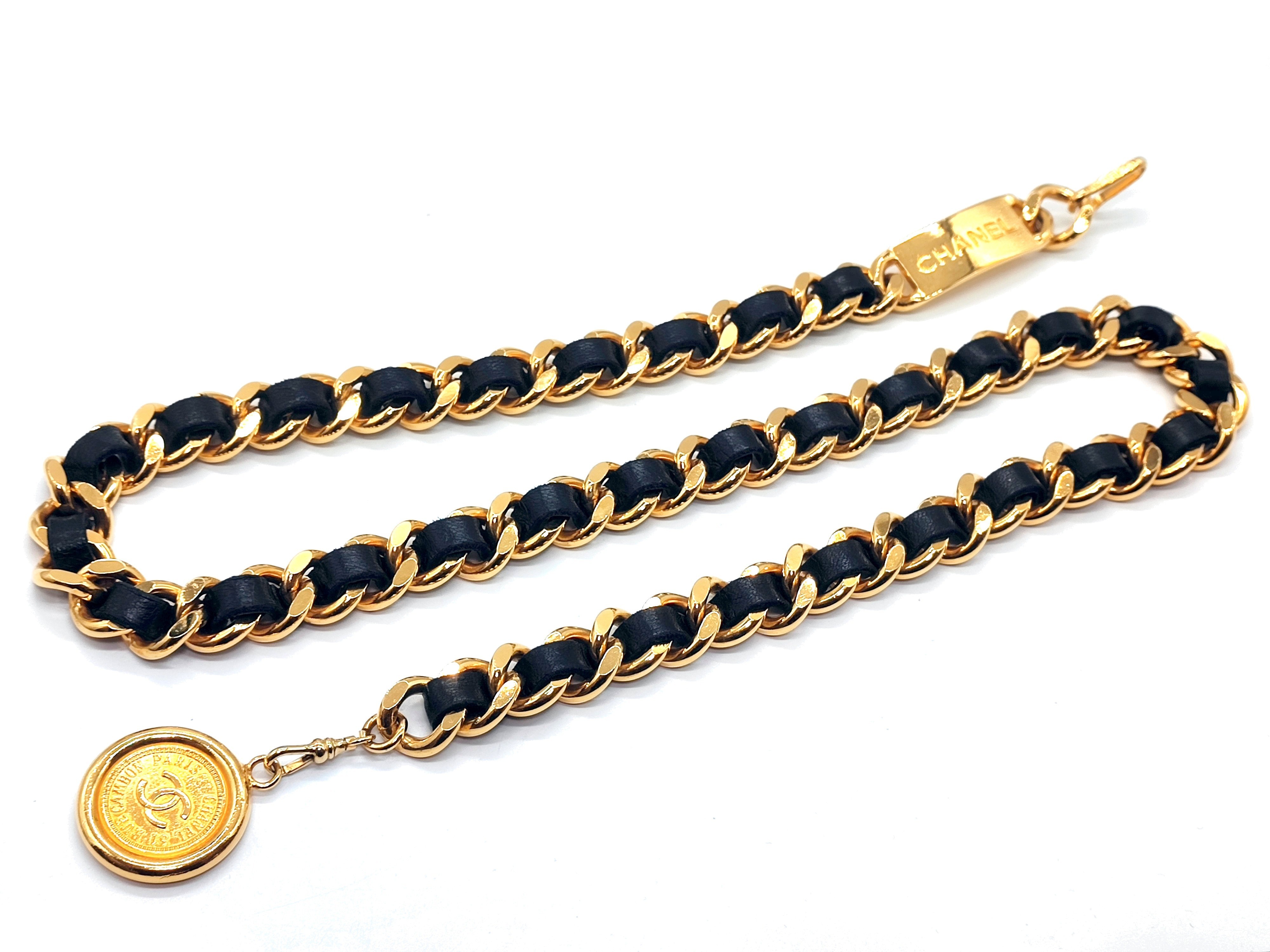 Coco Mark Leather Chain Belt, Chain approx. 85cm — view 4