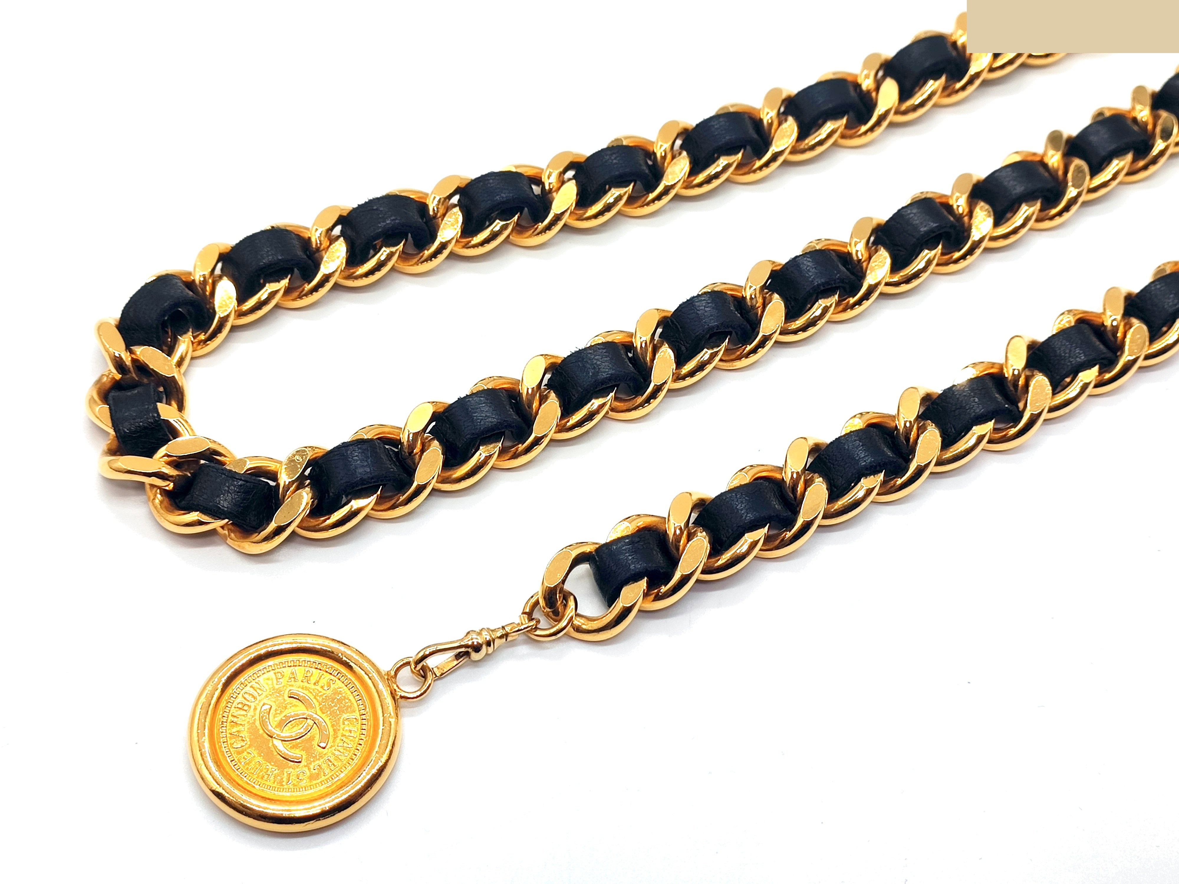 Coco Mark Leather Chain Belt, Chain approx. 85cm — view 5