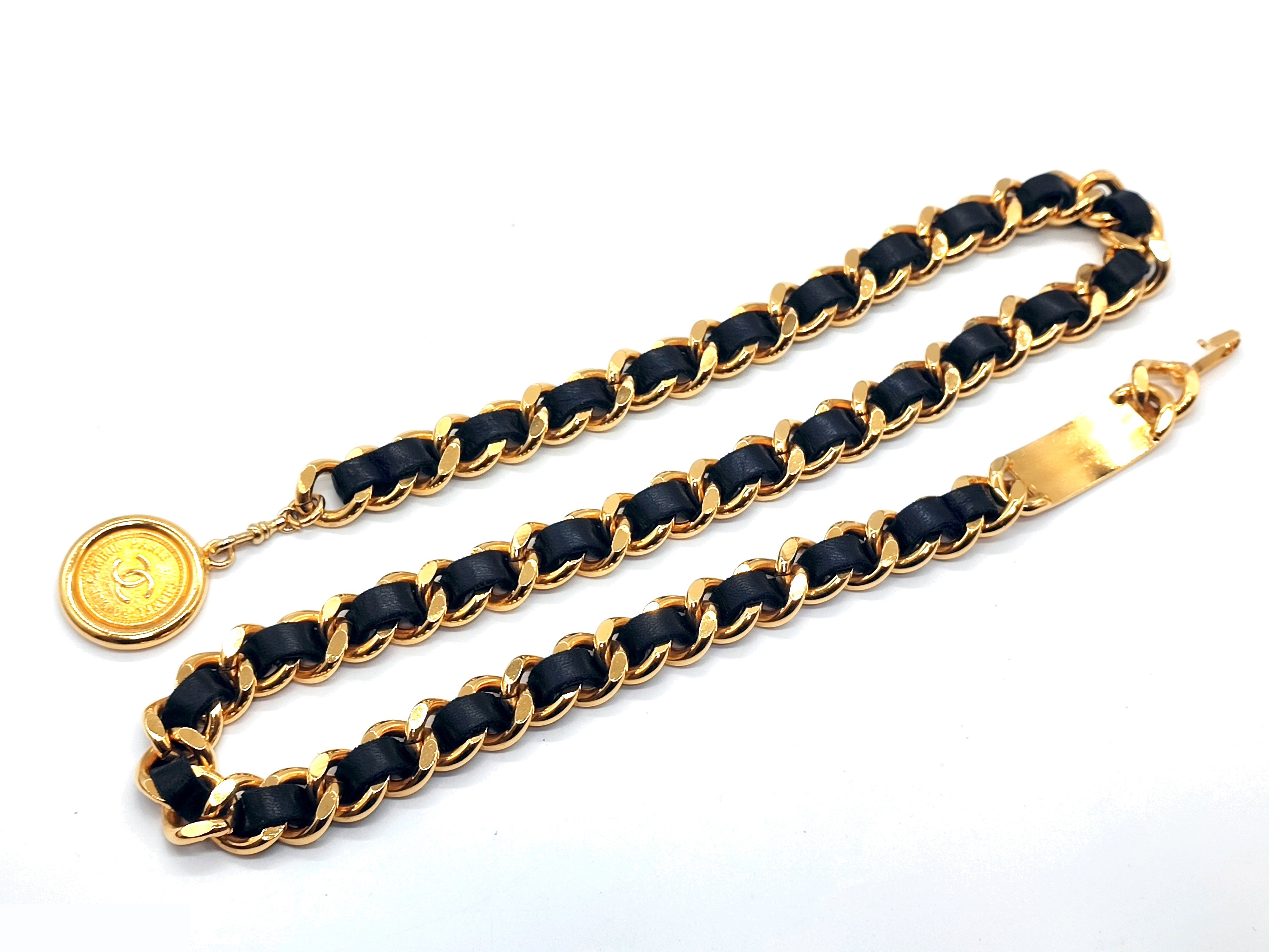 Coco Mark Leather Chain Belt, Chain approx. 85cm — view 7