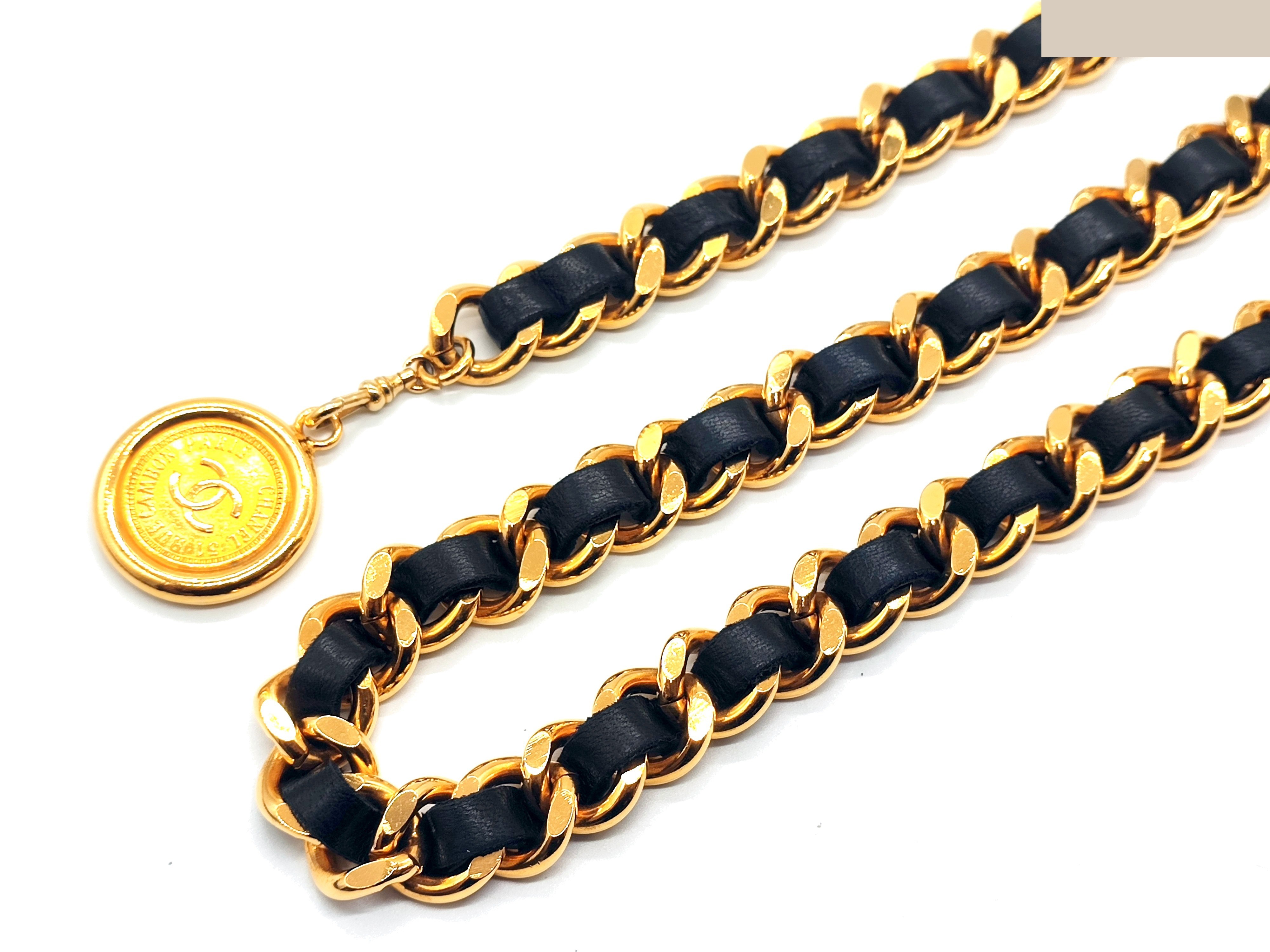 Coco Mark Leather Chain Belt, Chain approx. 85cm — view 9