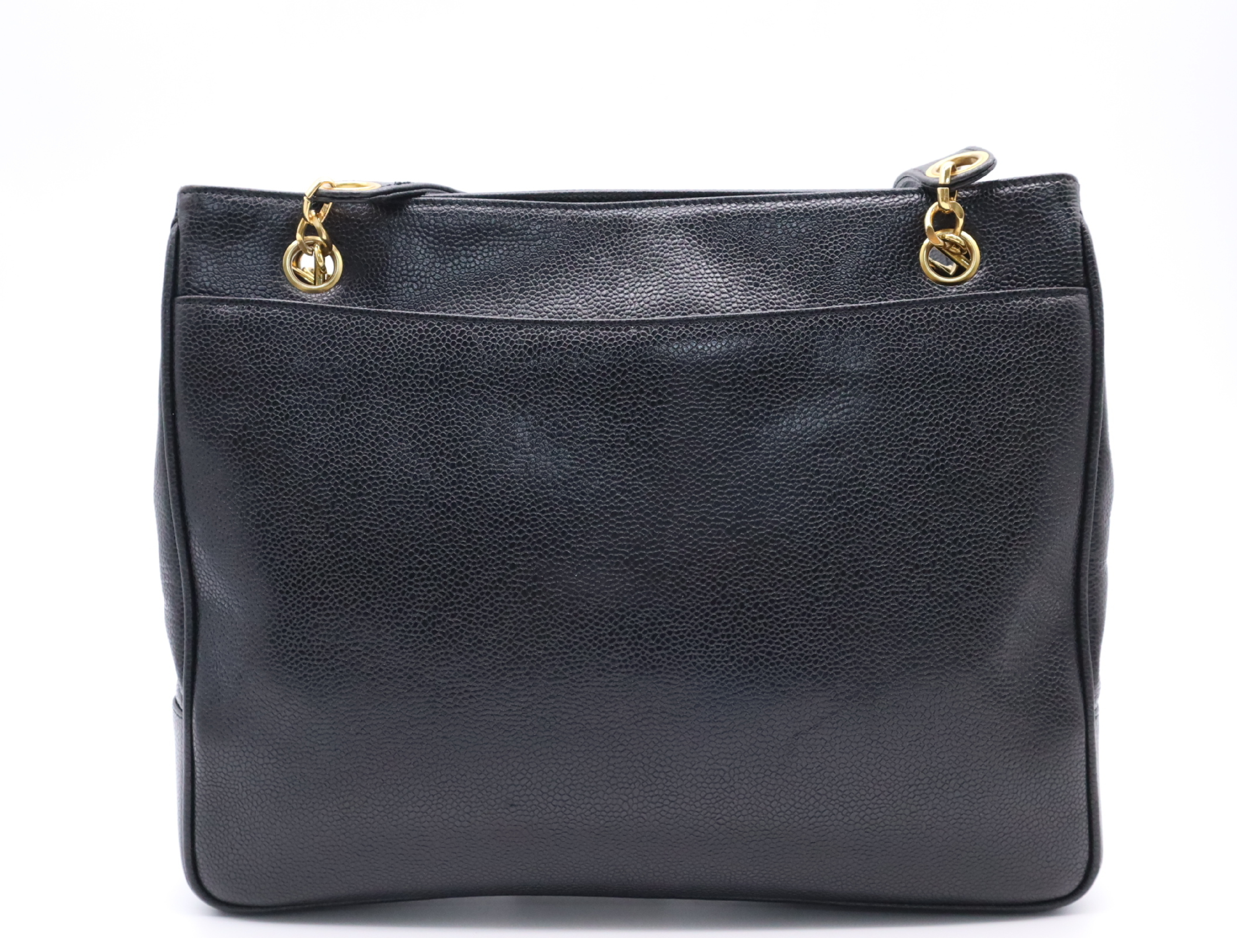 Caviar Skin Coco Mark Tote Bag, Black Tote Bag — view 2