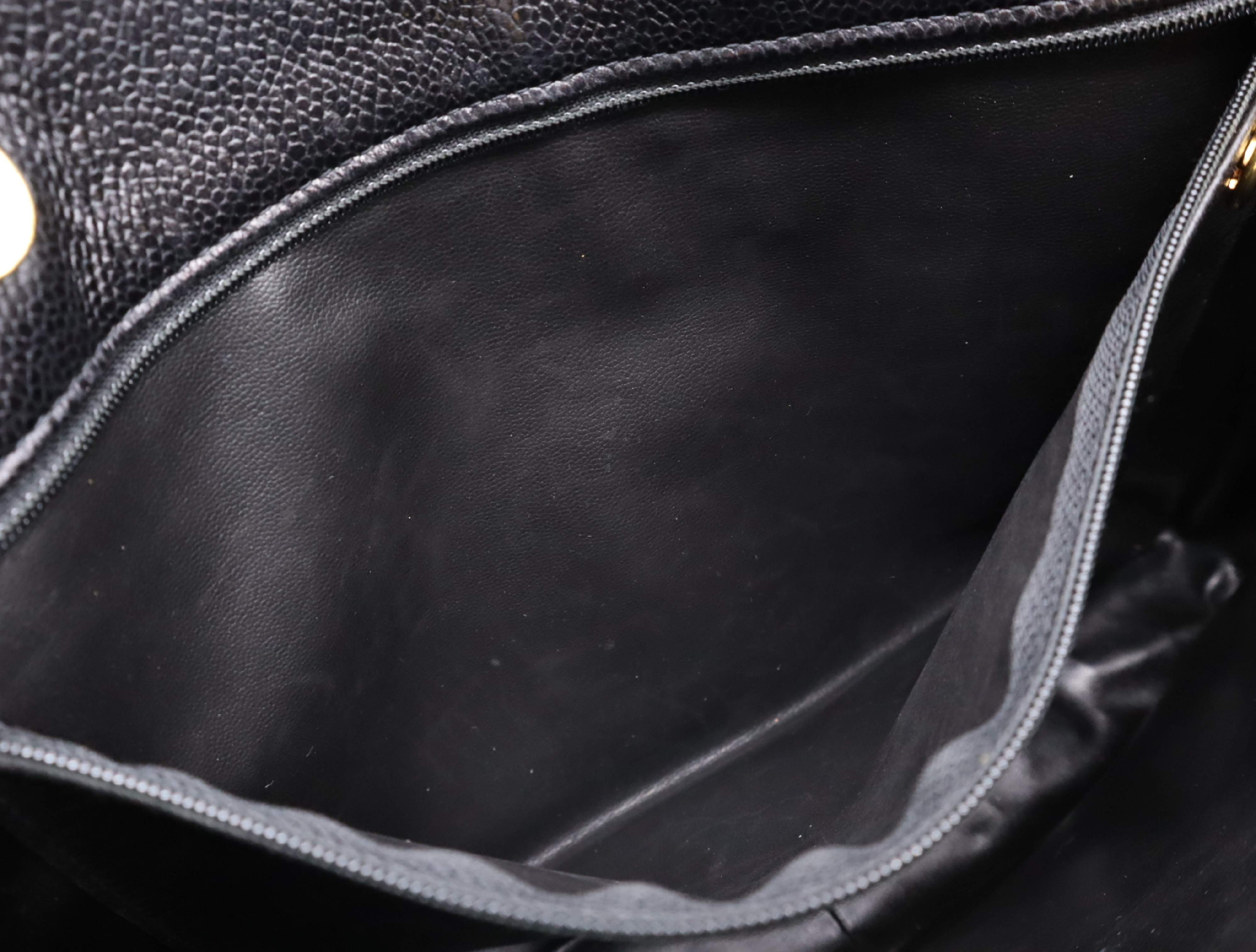 Caviar Skin Coco Mark Tote Bag, Black Tote Bag — view 13