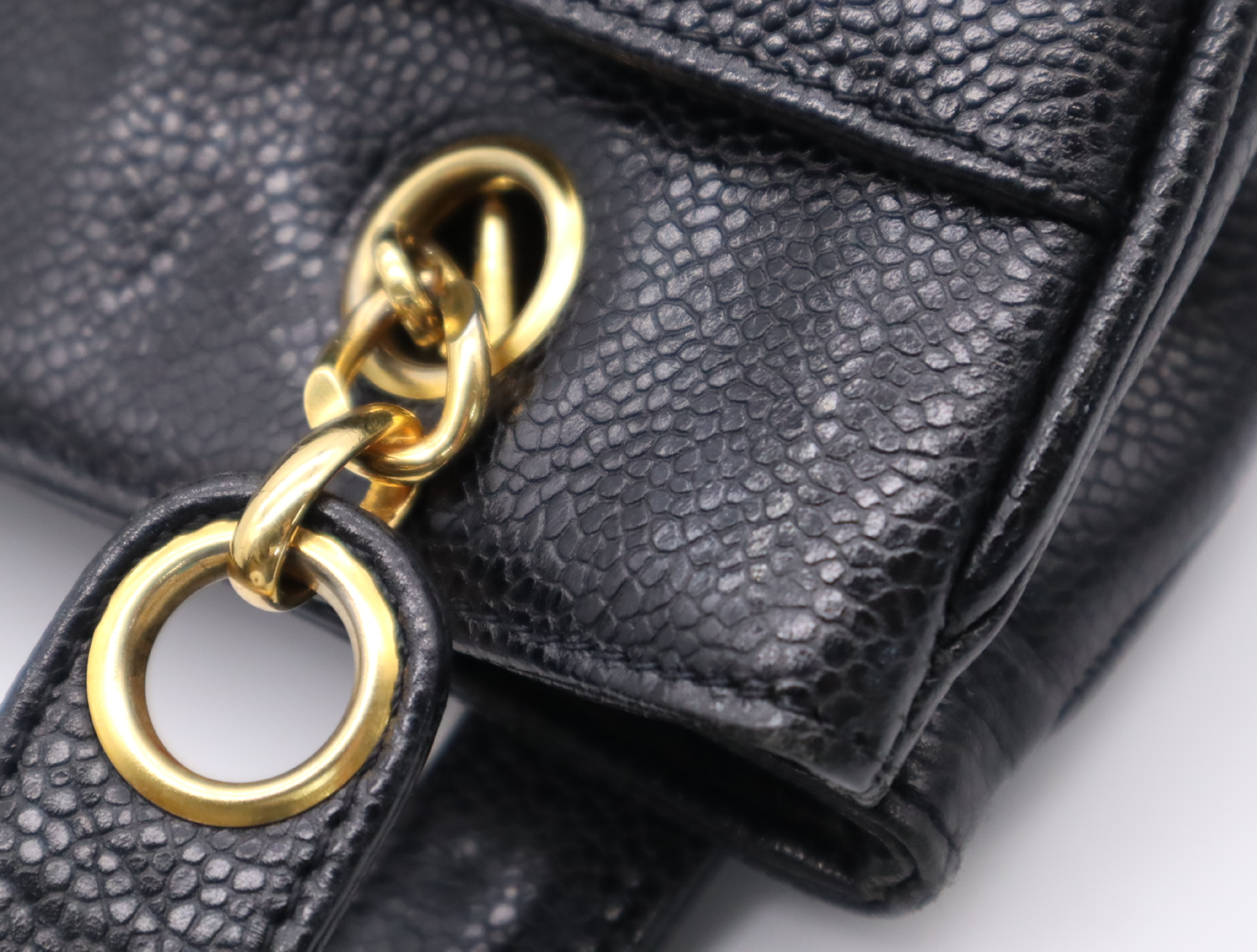 Caviar Skin Coco Mark Tote Bag, Black Tote Bag — view 9