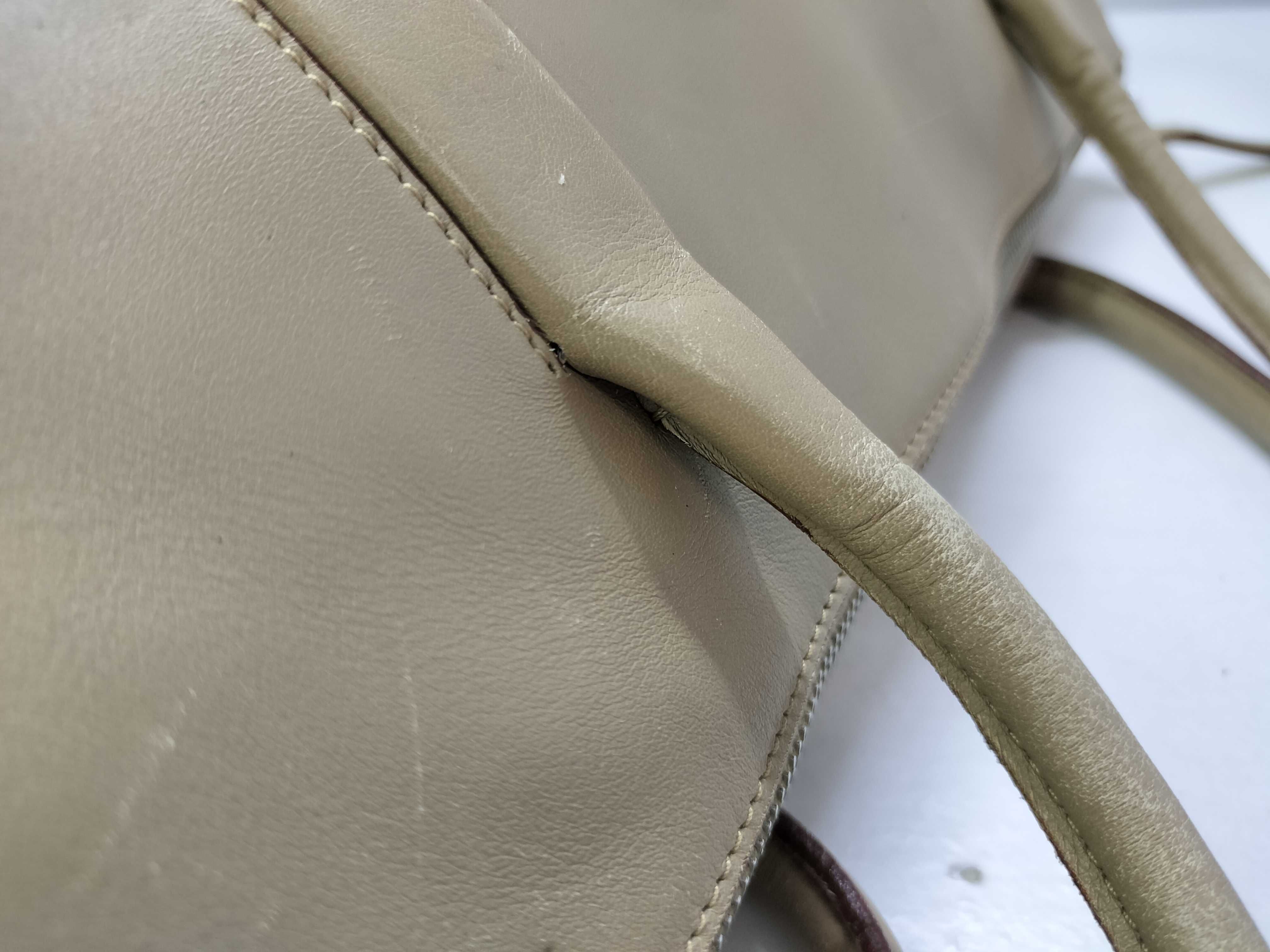 leather handbag, white, no tag, tote bag — view 5