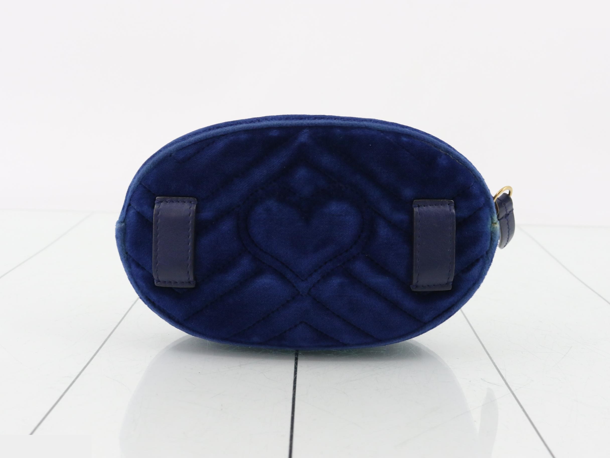 GG Marmont quilted velour blue belt waist bag — view 2