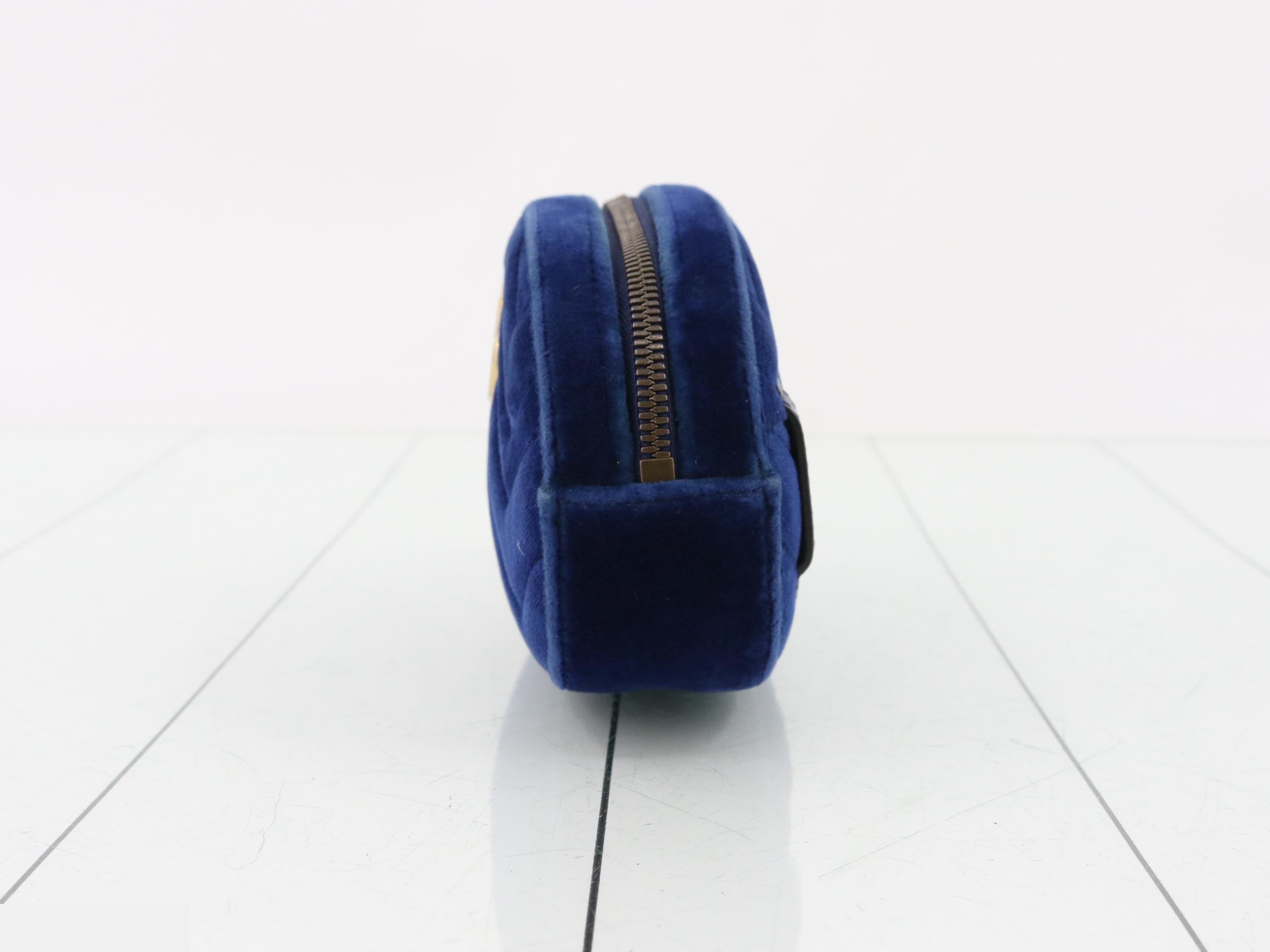 GG Marmont quilted velour blue belt waist bag — view 3