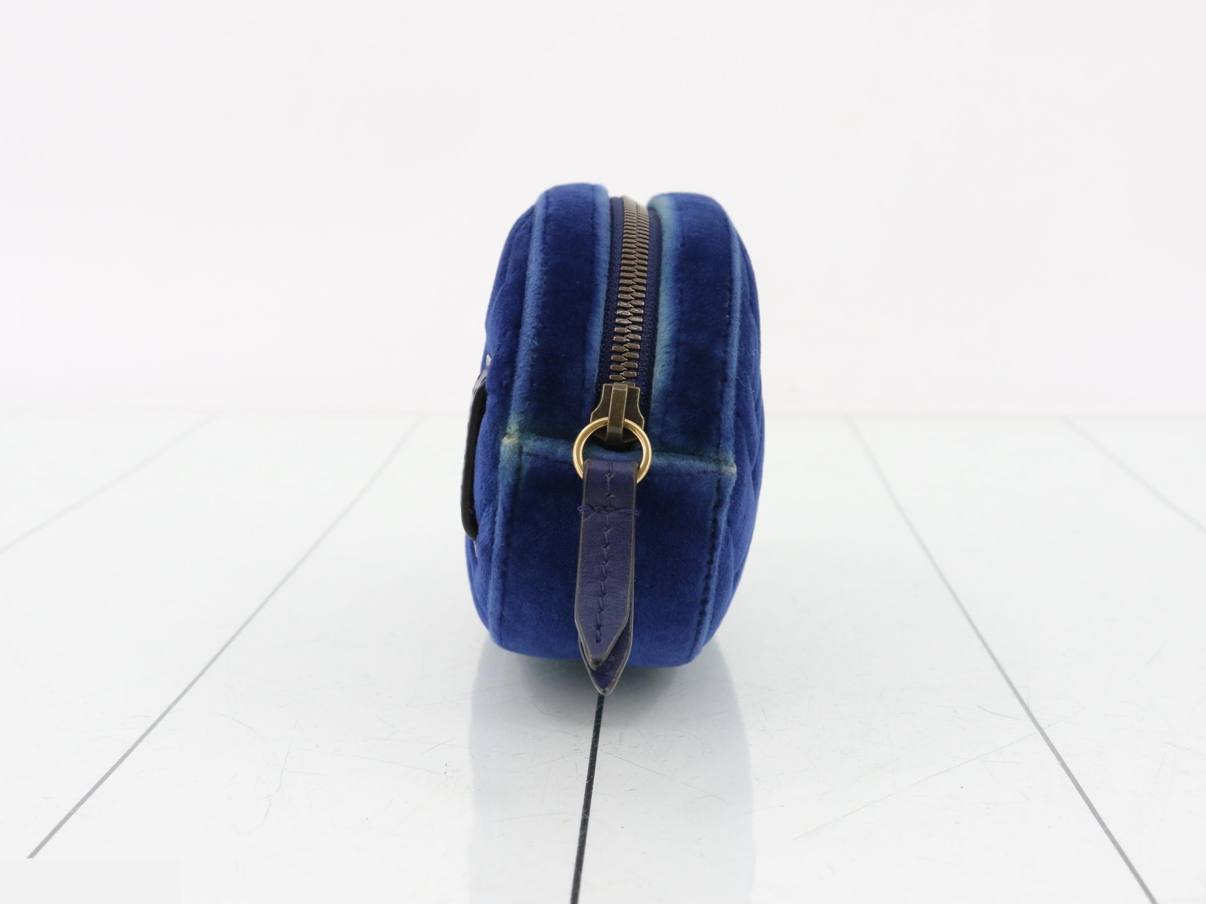 GG Marmont quilted velour blue belt waist bag — view 4