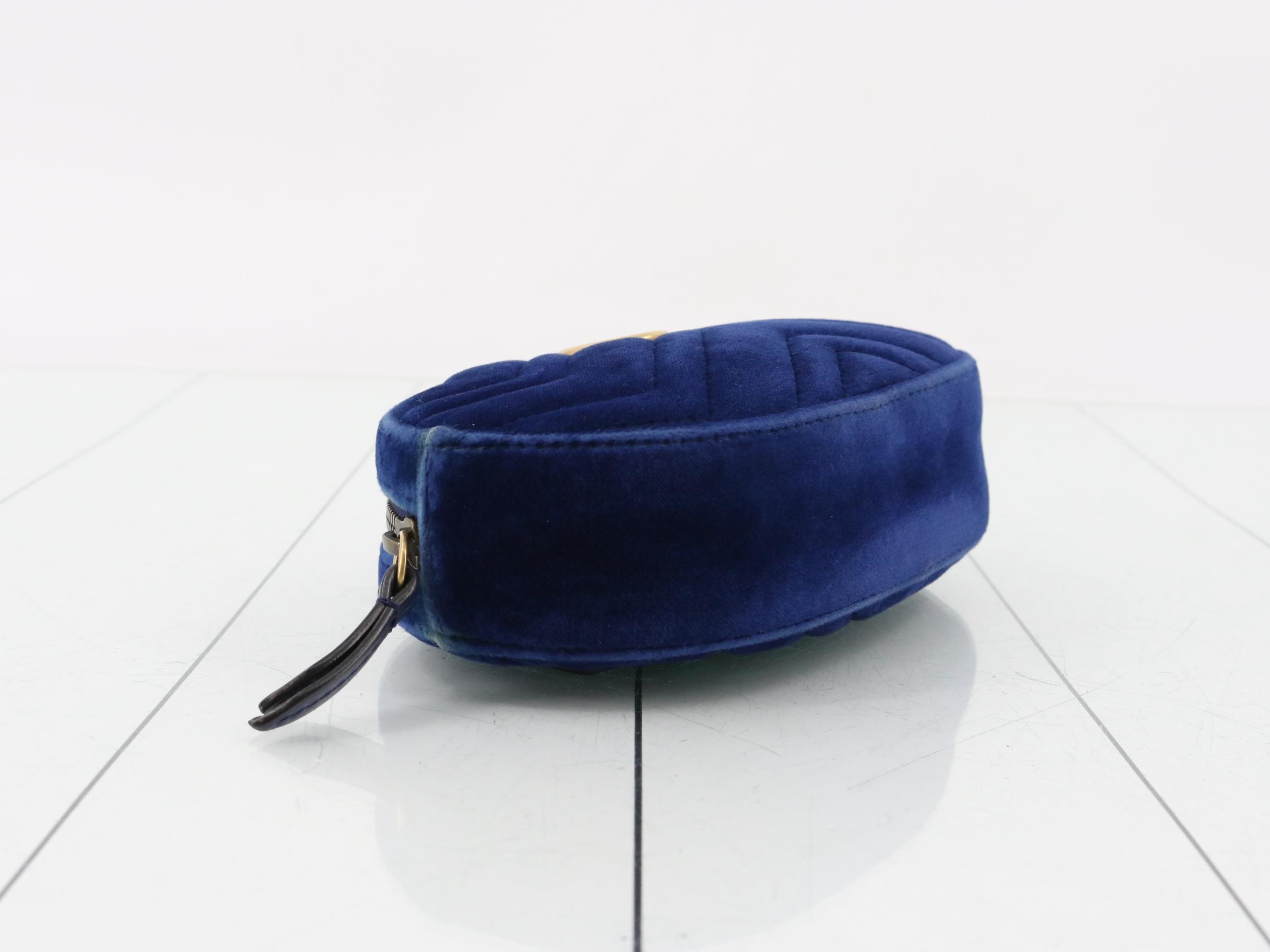 GG Marmont quilted velour blue belt waist bag — view 5