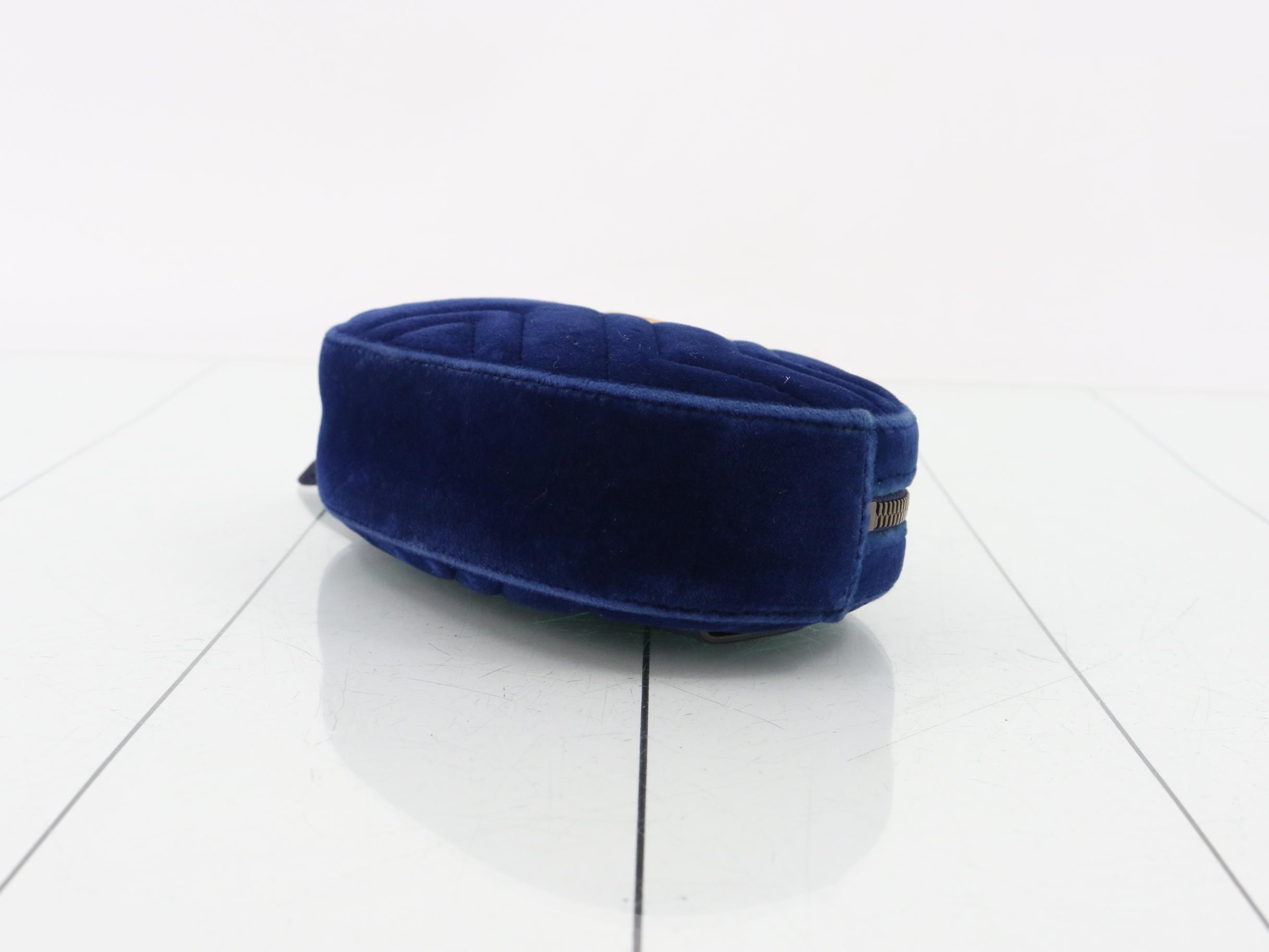 GG Marmont quilted velour blue belt waist bag — view 6