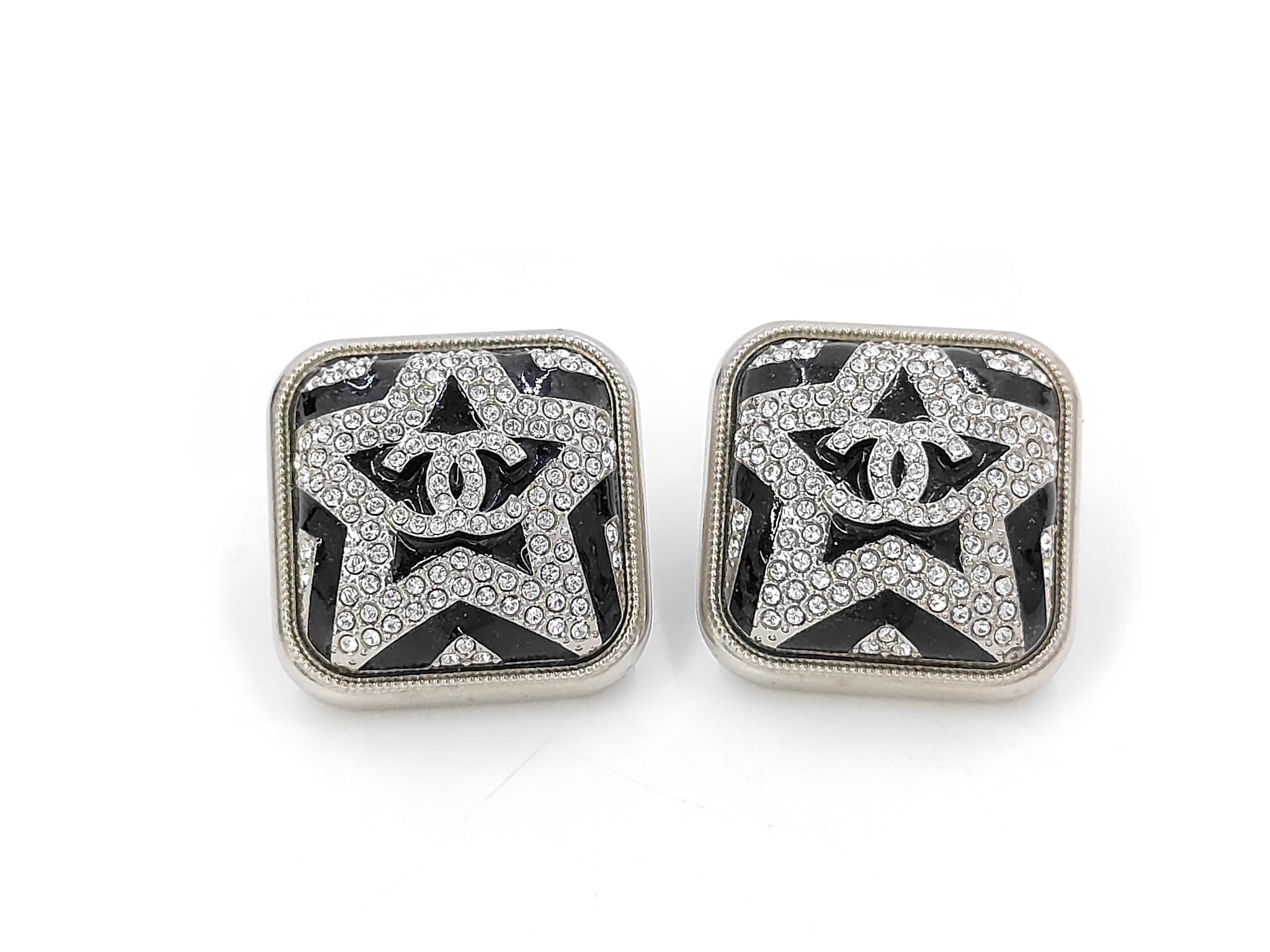 CC logo square earrings