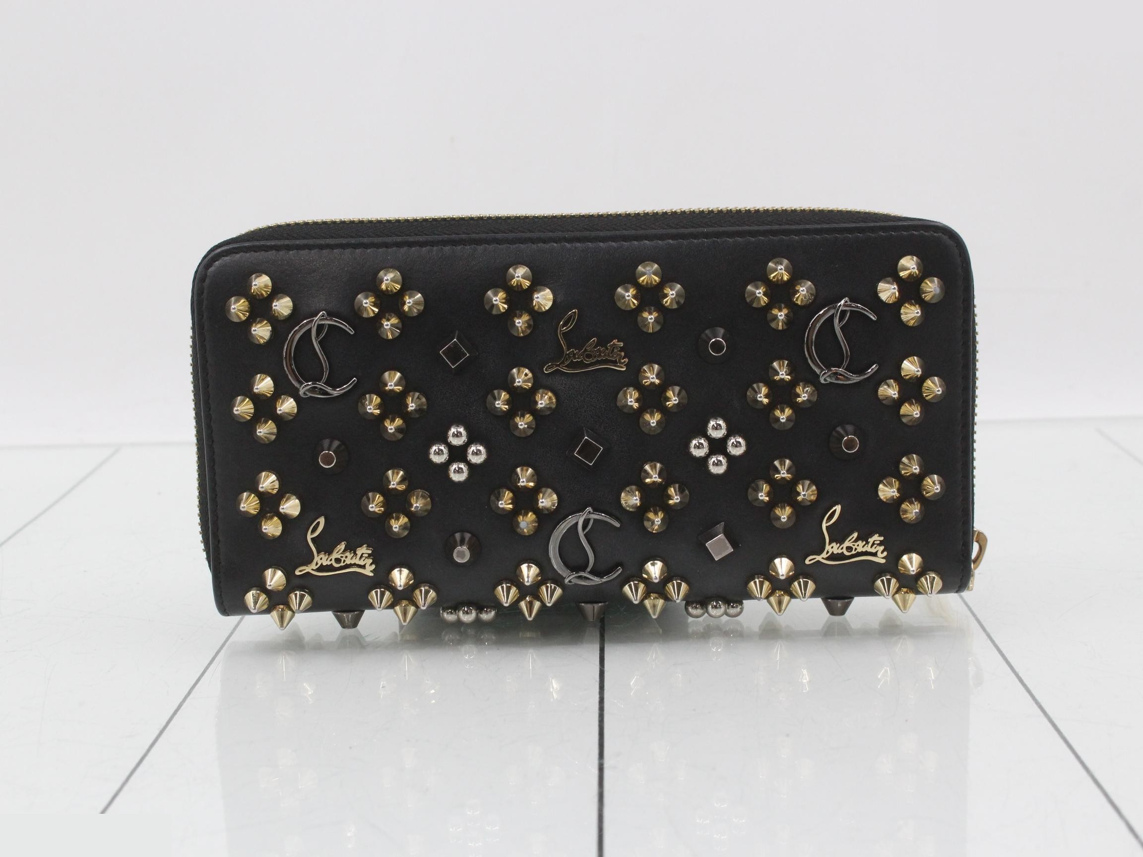 Panettone Long Wallet, Round Zip, Leather, Black & Gold — view 2